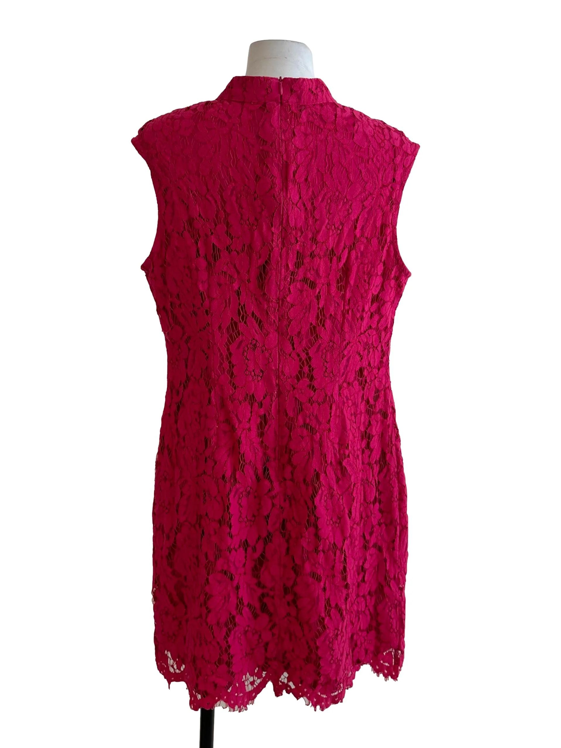 Fushia Pink Lace Cheongsam Dress - Image 2