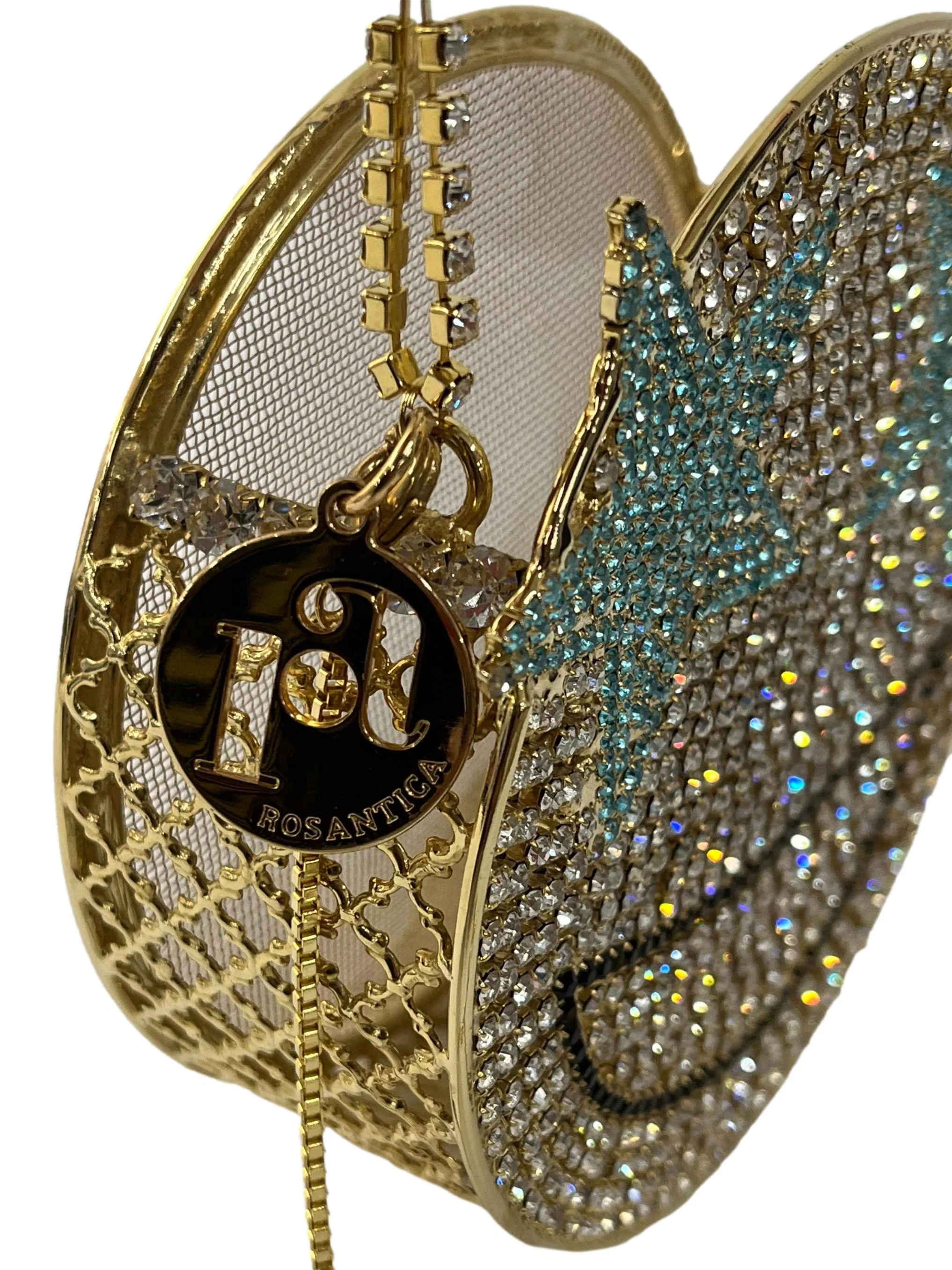 Gold Bedazzled Smile Small Handbag - Image 4