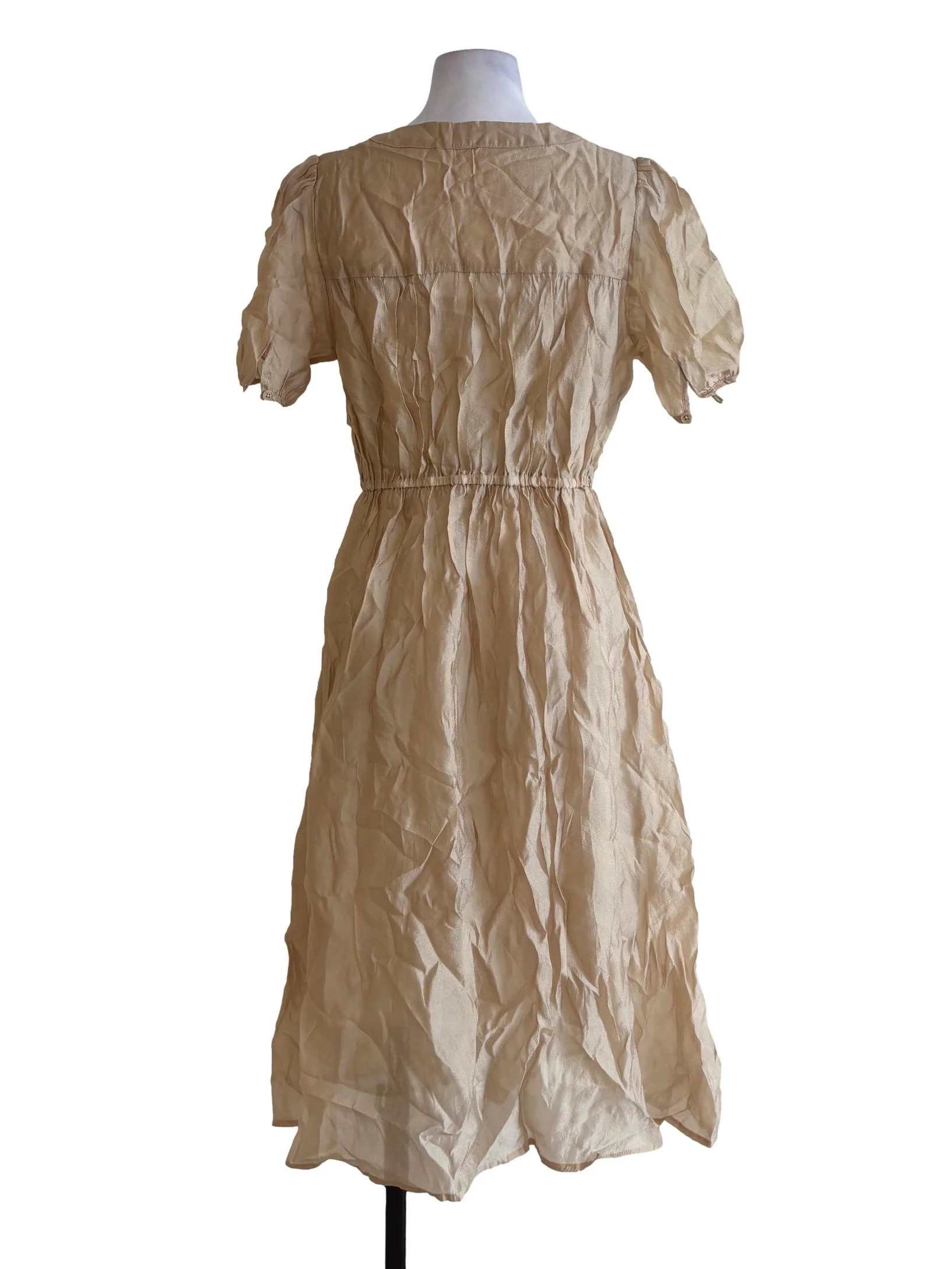 Gold Shiny Buttoned Dress - Image 2