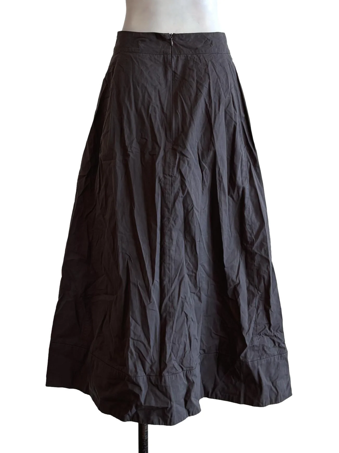 Graphite Grey Cotton A-Line Skirt - Image 2