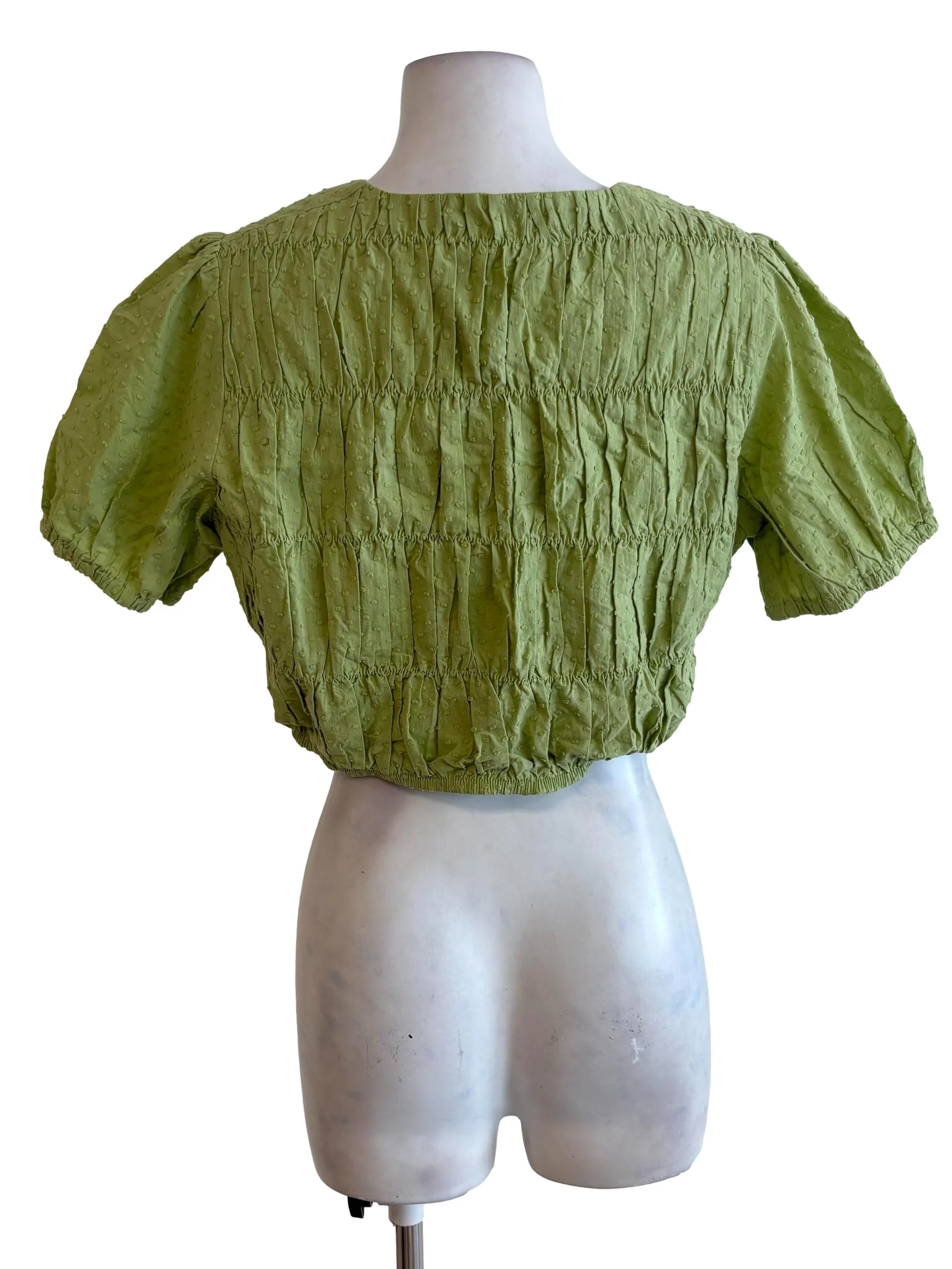 Green Button Up Pleated Top - Image 2