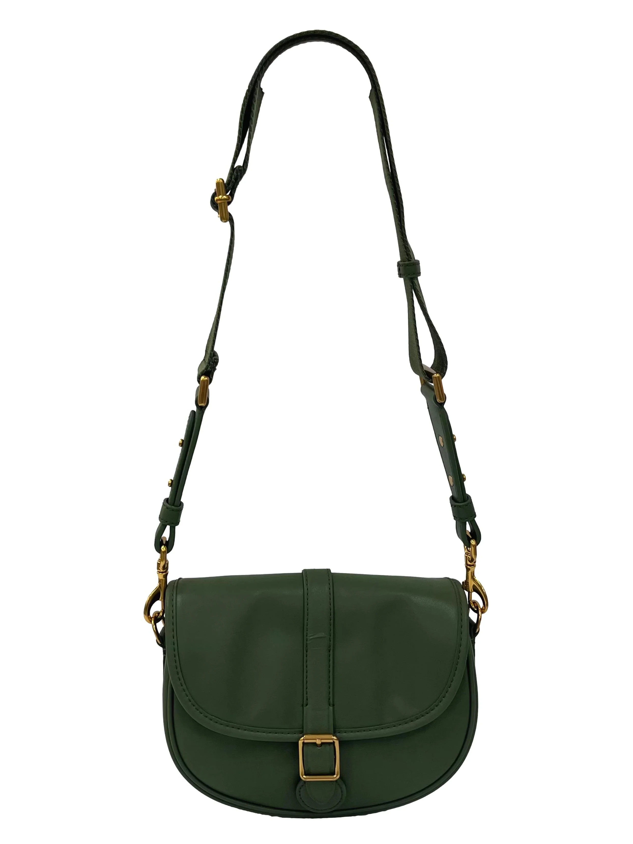 Green Leather Flora Belted Saddle Bag CSN
