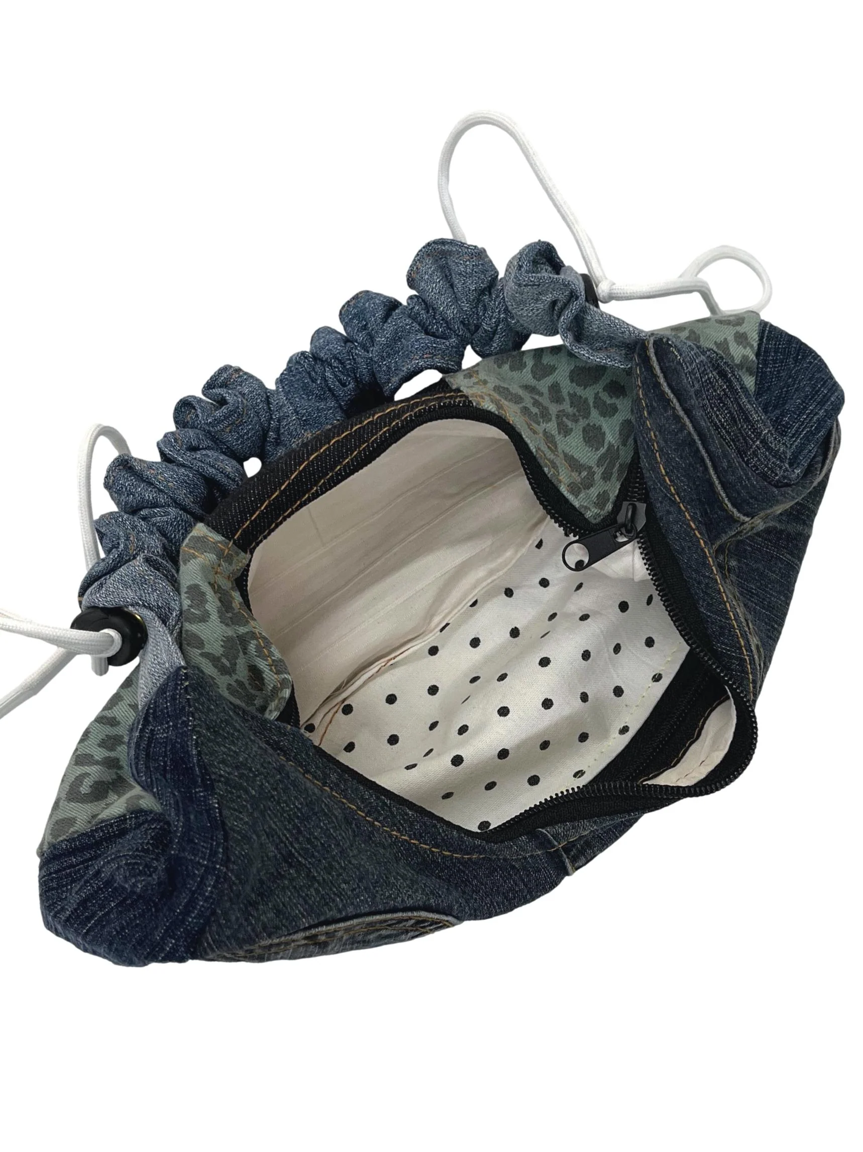Green Leopard Print Shoelace Reworked Shoulder Bag - Image 4