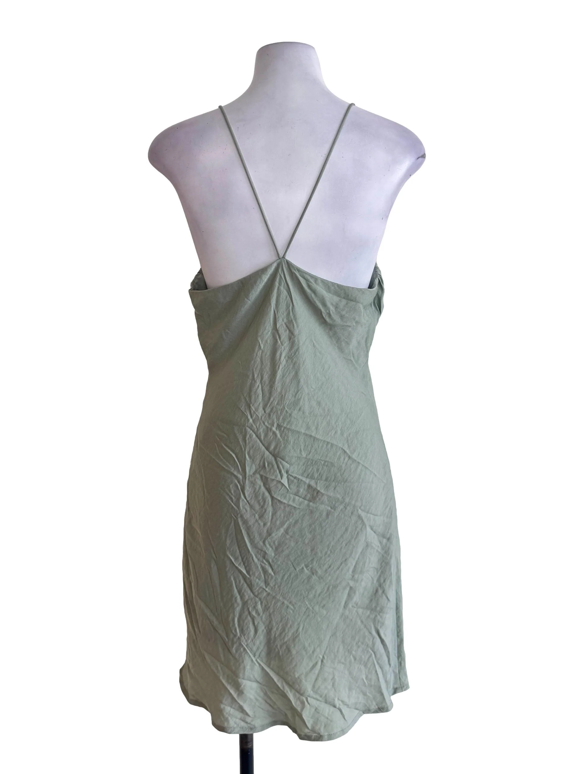 Green Pleated Sleeveless Dress - Image 2