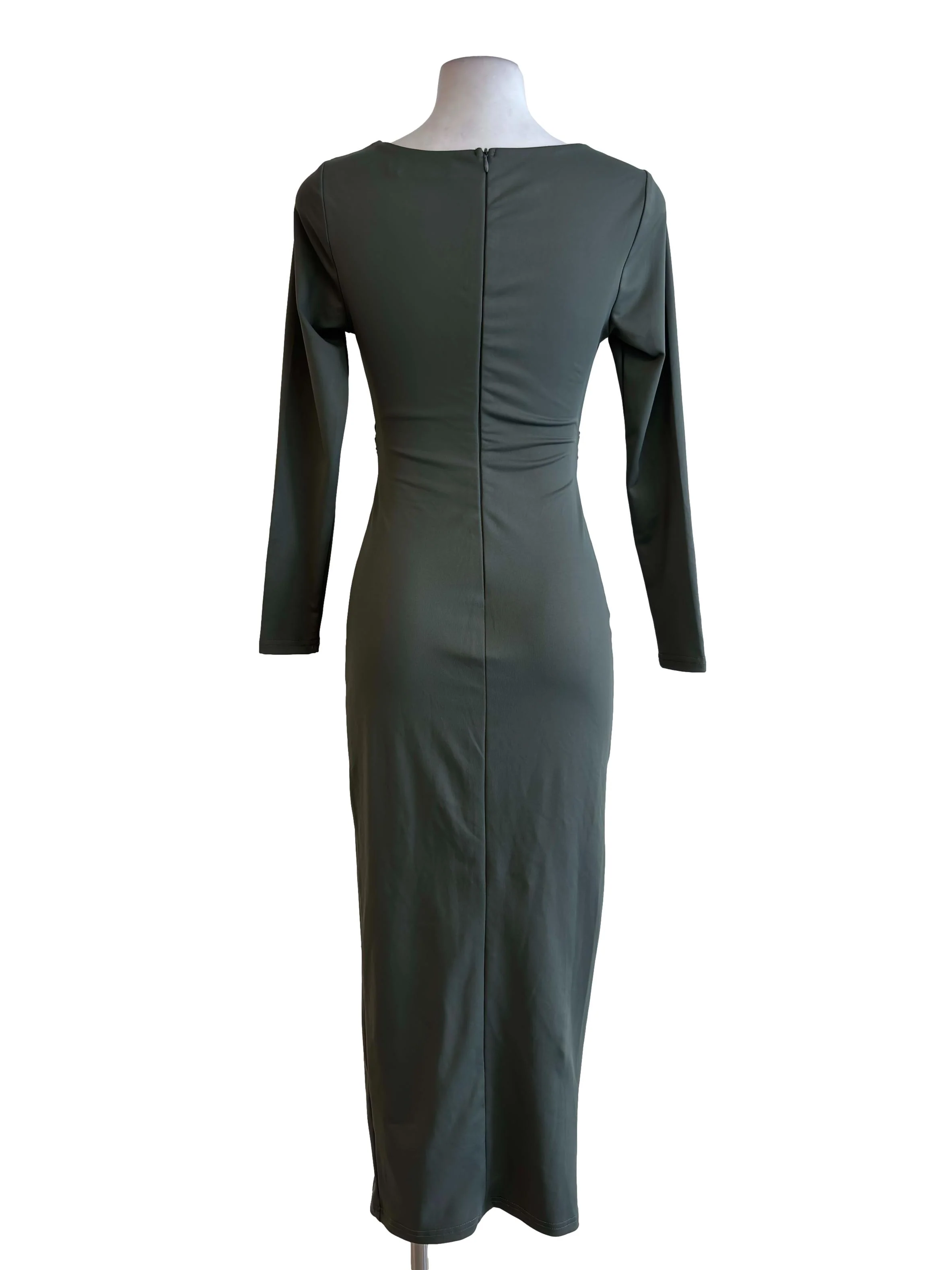 Green Twist Front Fitted Dress - Image 2