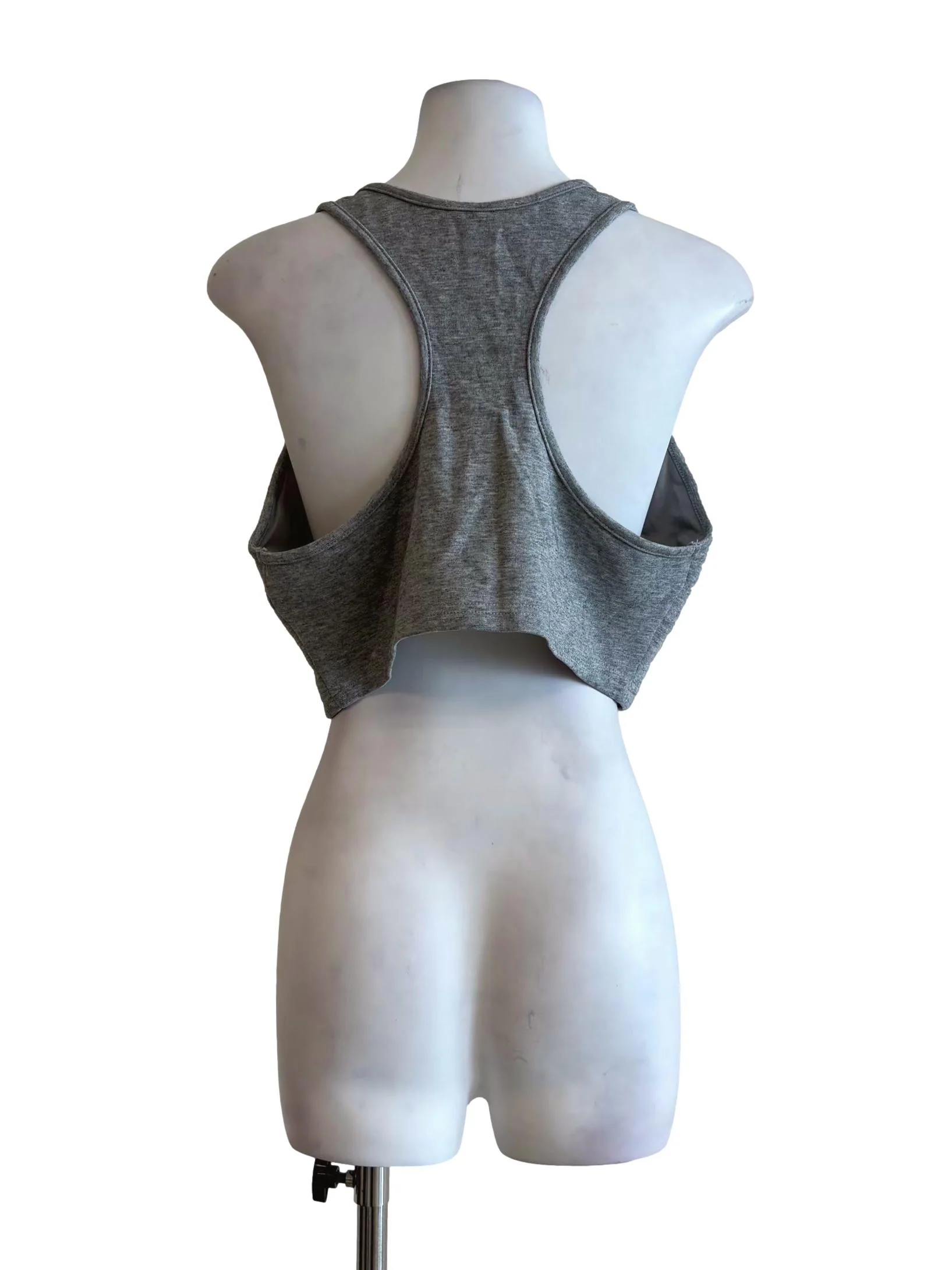 Grey Front Zip Up Tank Top - Image 2