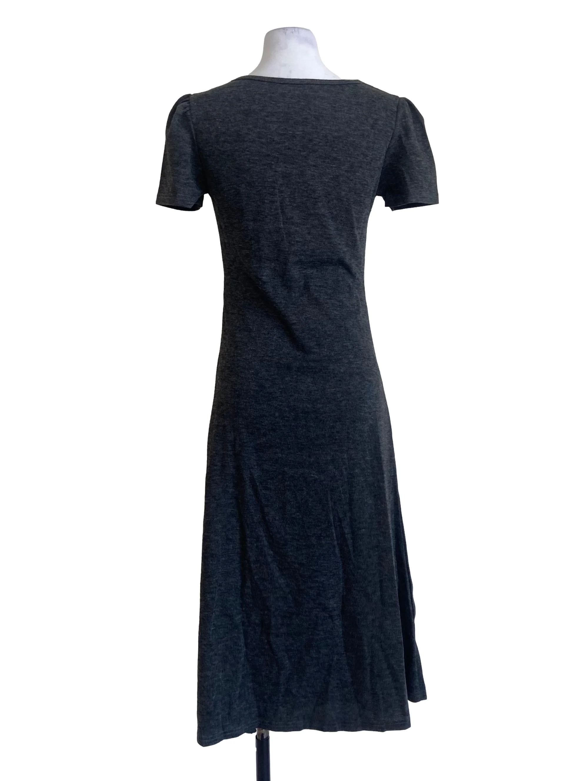 Grey Jewel Neck Pencil Stripe Bodycon Dress - Image 2