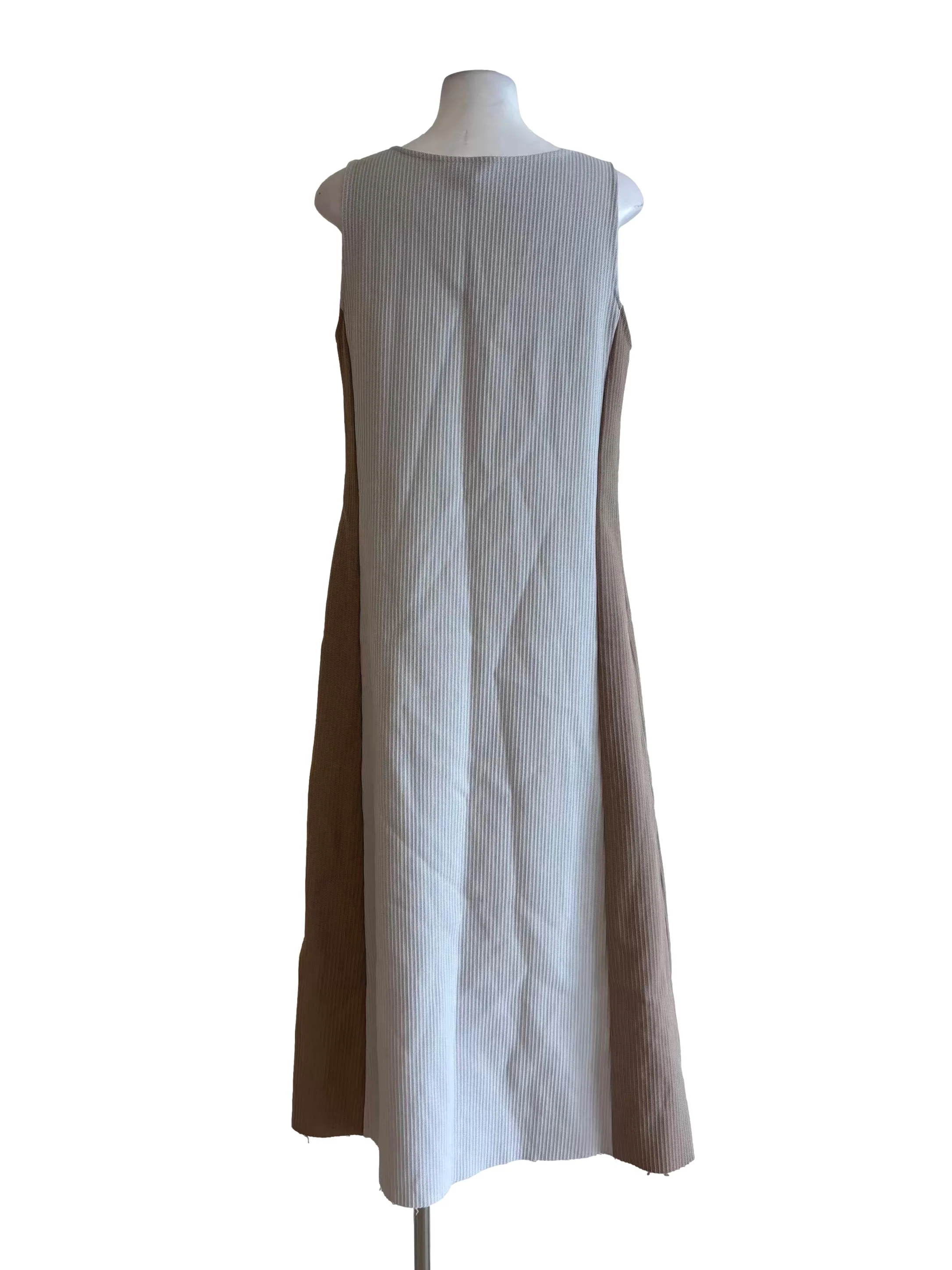 Grey Khaki Brown Sleeveless Shift Dress - Image 2