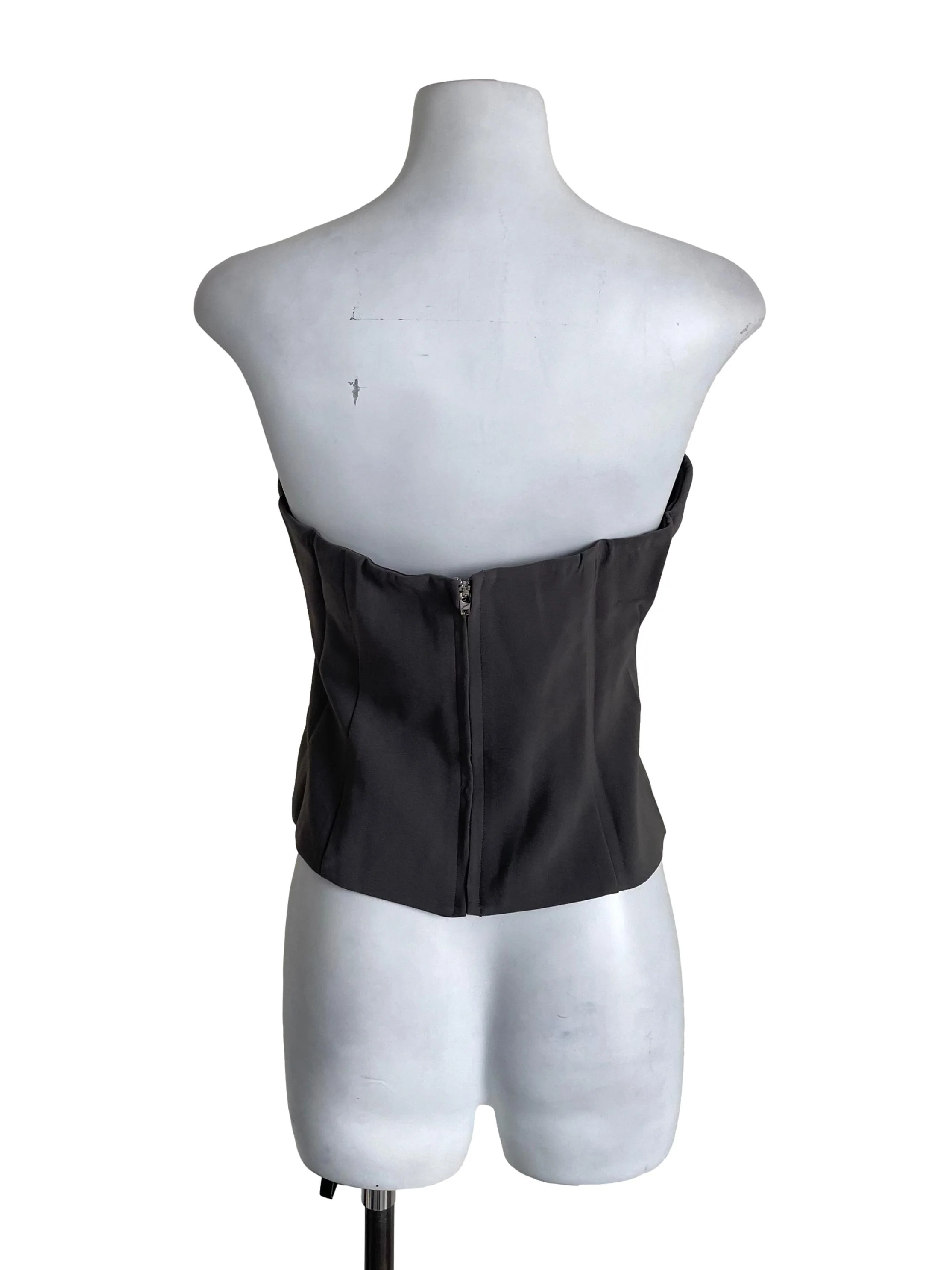 Grey Panelled Strapless Top