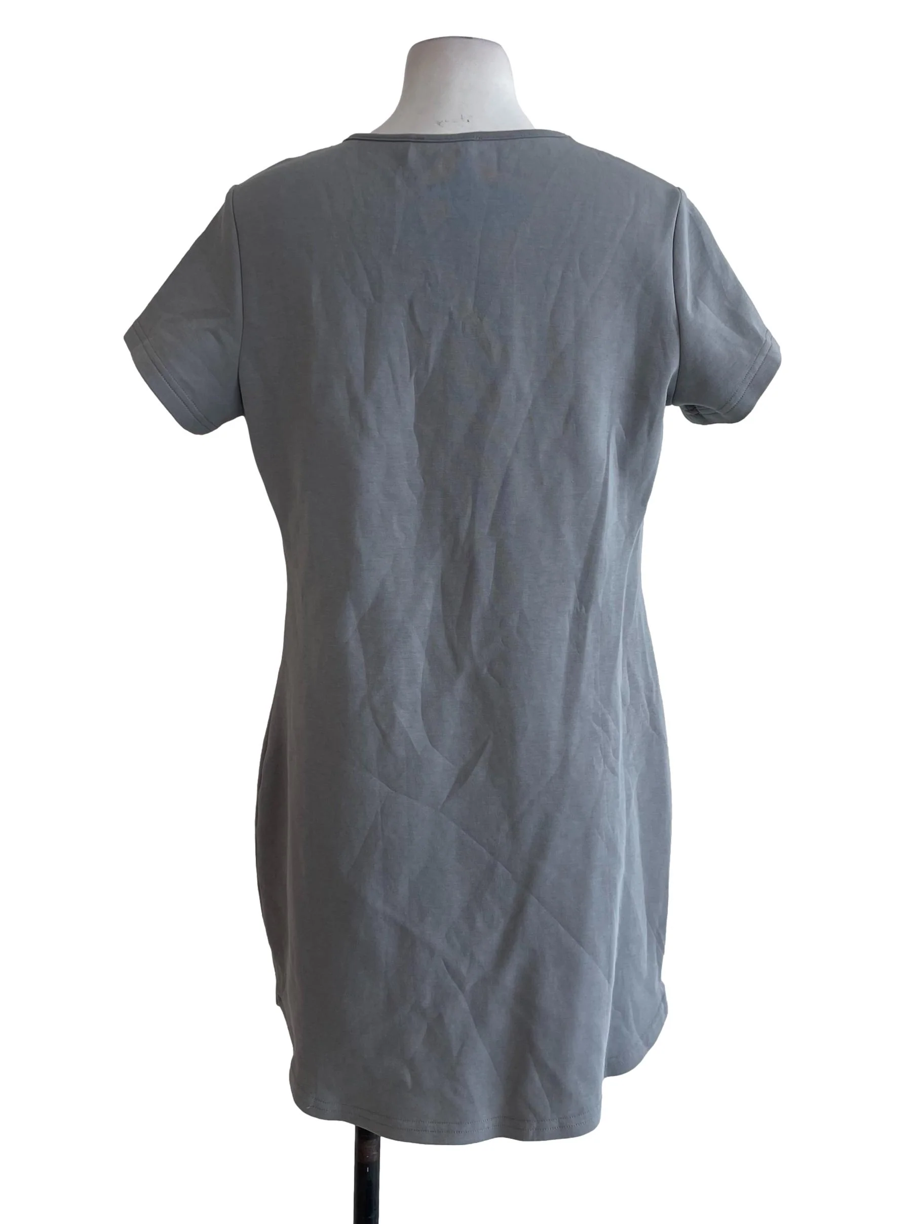 Grey Round Neck Mini Dress - Image 2