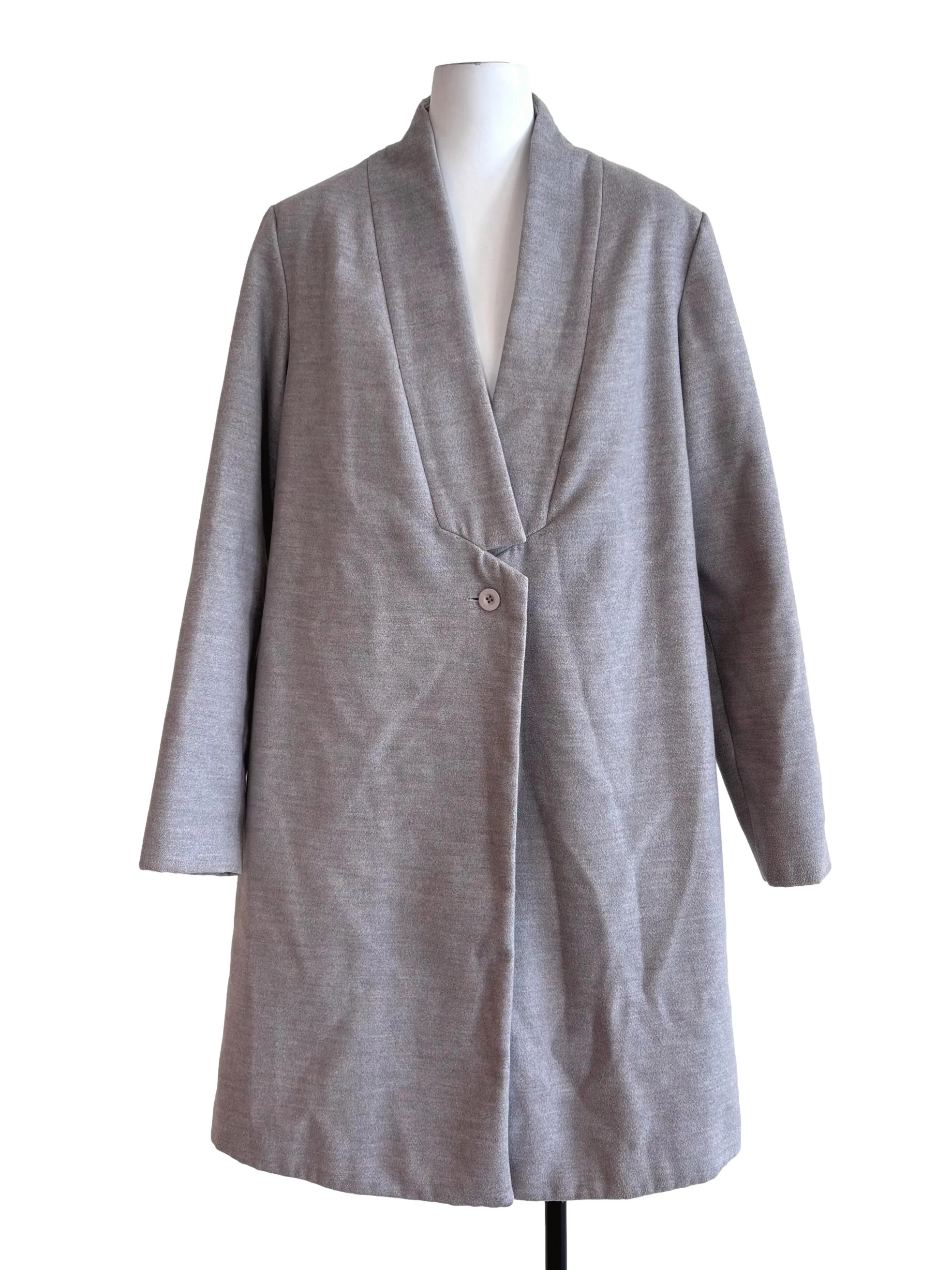 Grey Single Button Long Jacket