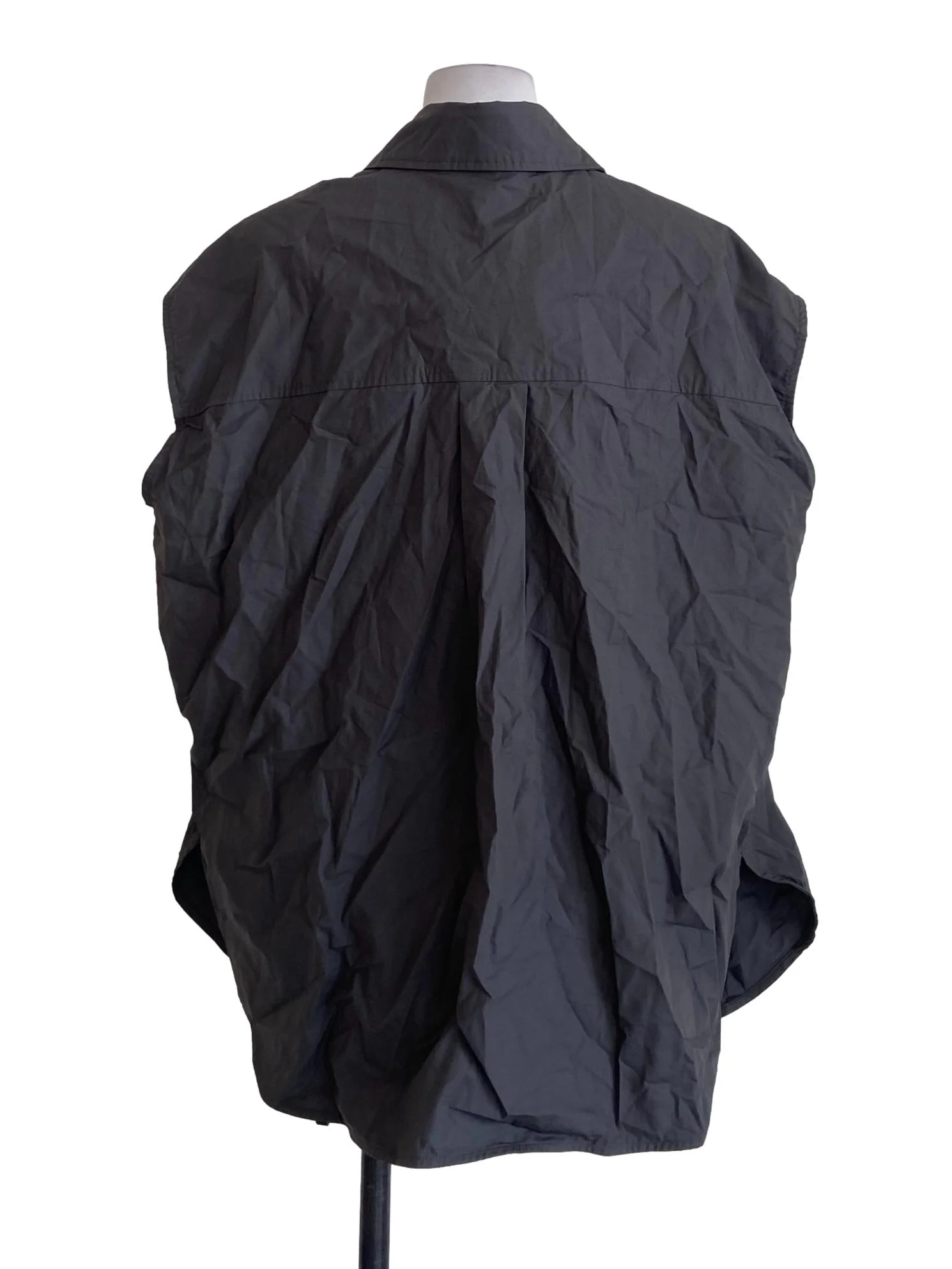 Grey Sleeveless Button Down Blouse - Image 2