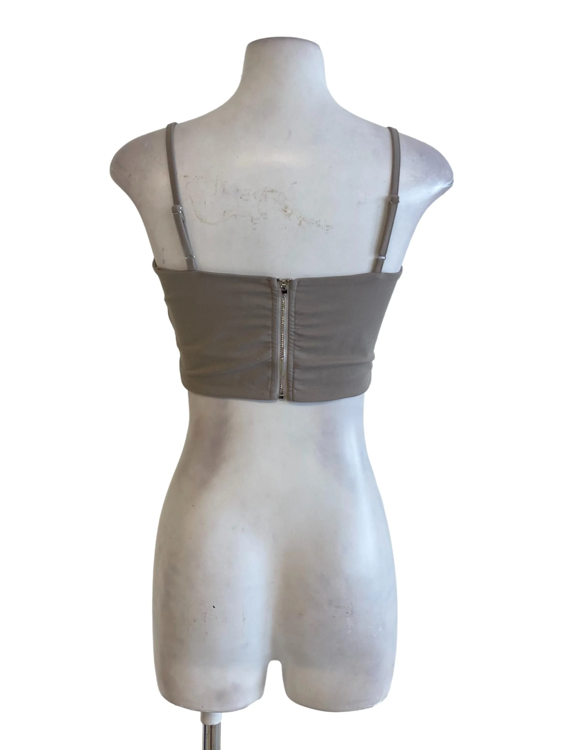 Grey Spaghetti Strap Crop Top - Image 2