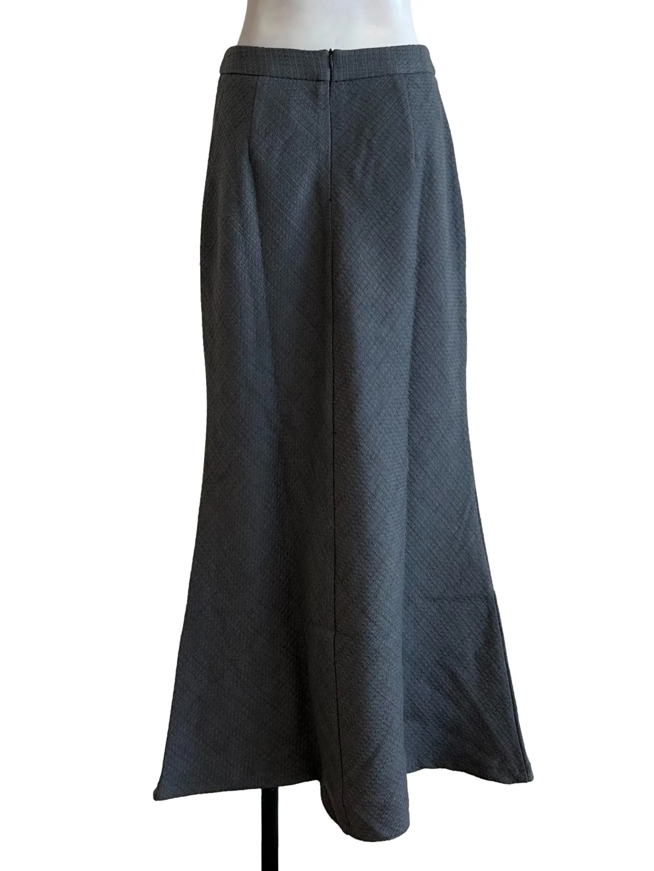 Grey Textured Midi Skirt - Image 2