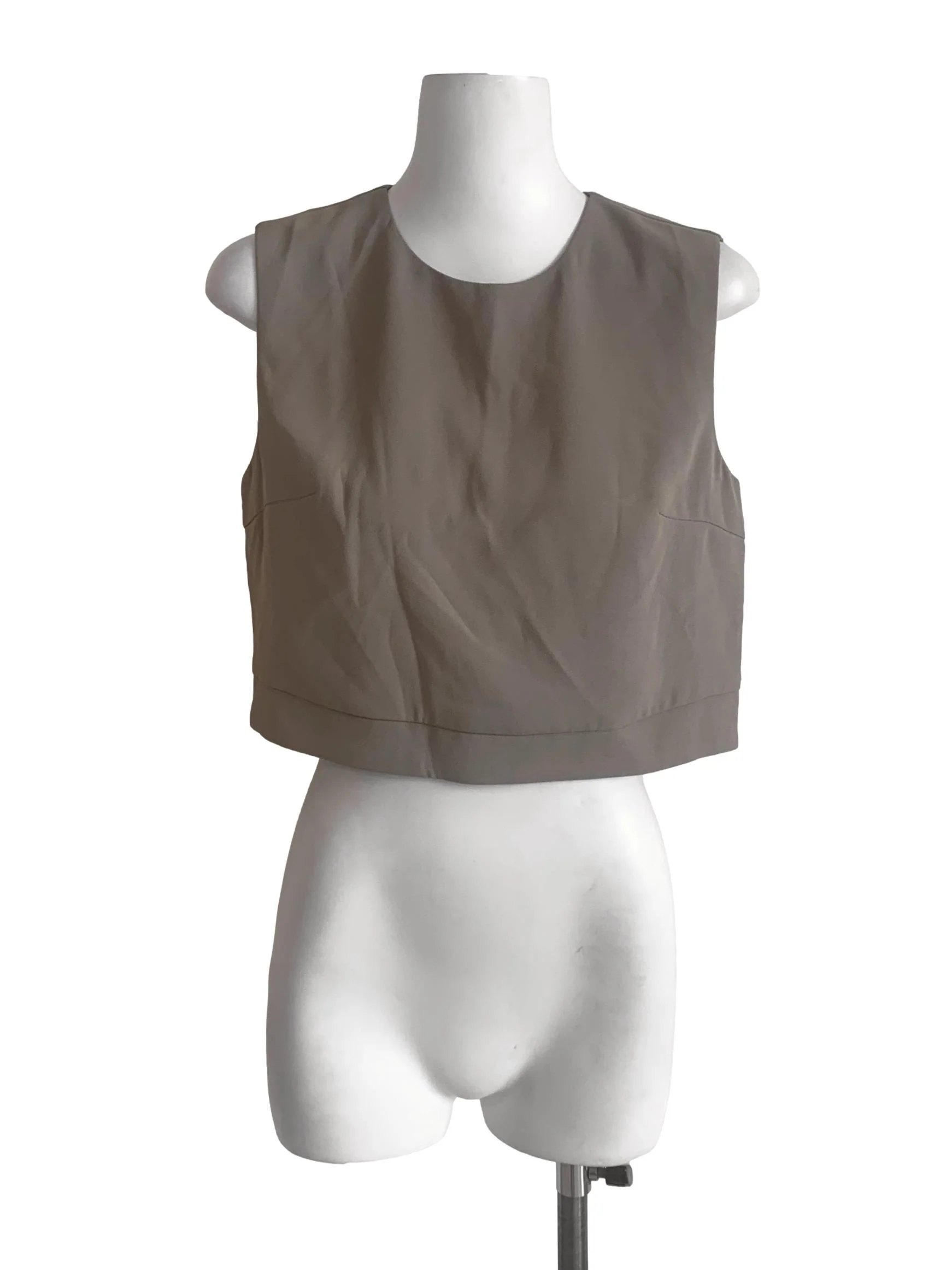 Hazelnut Beige Sleeveless Crop Top LB