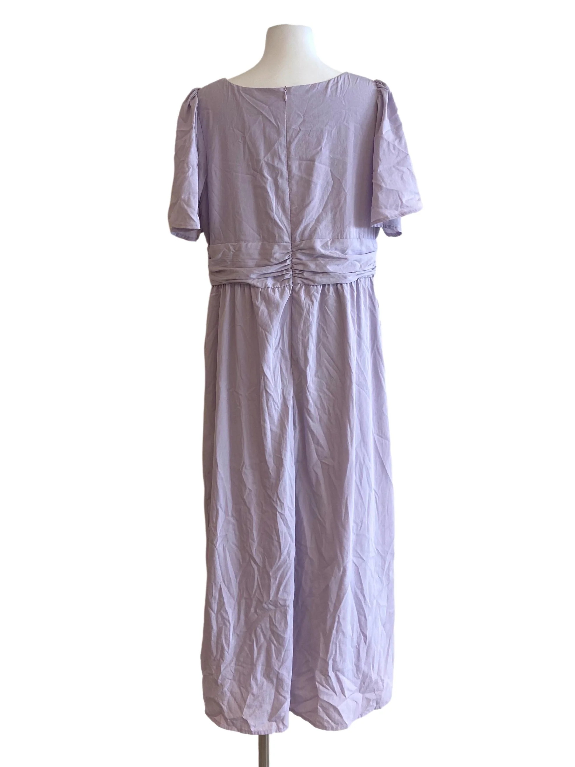 Heather Purple V Neck Empire Dress - Image 2