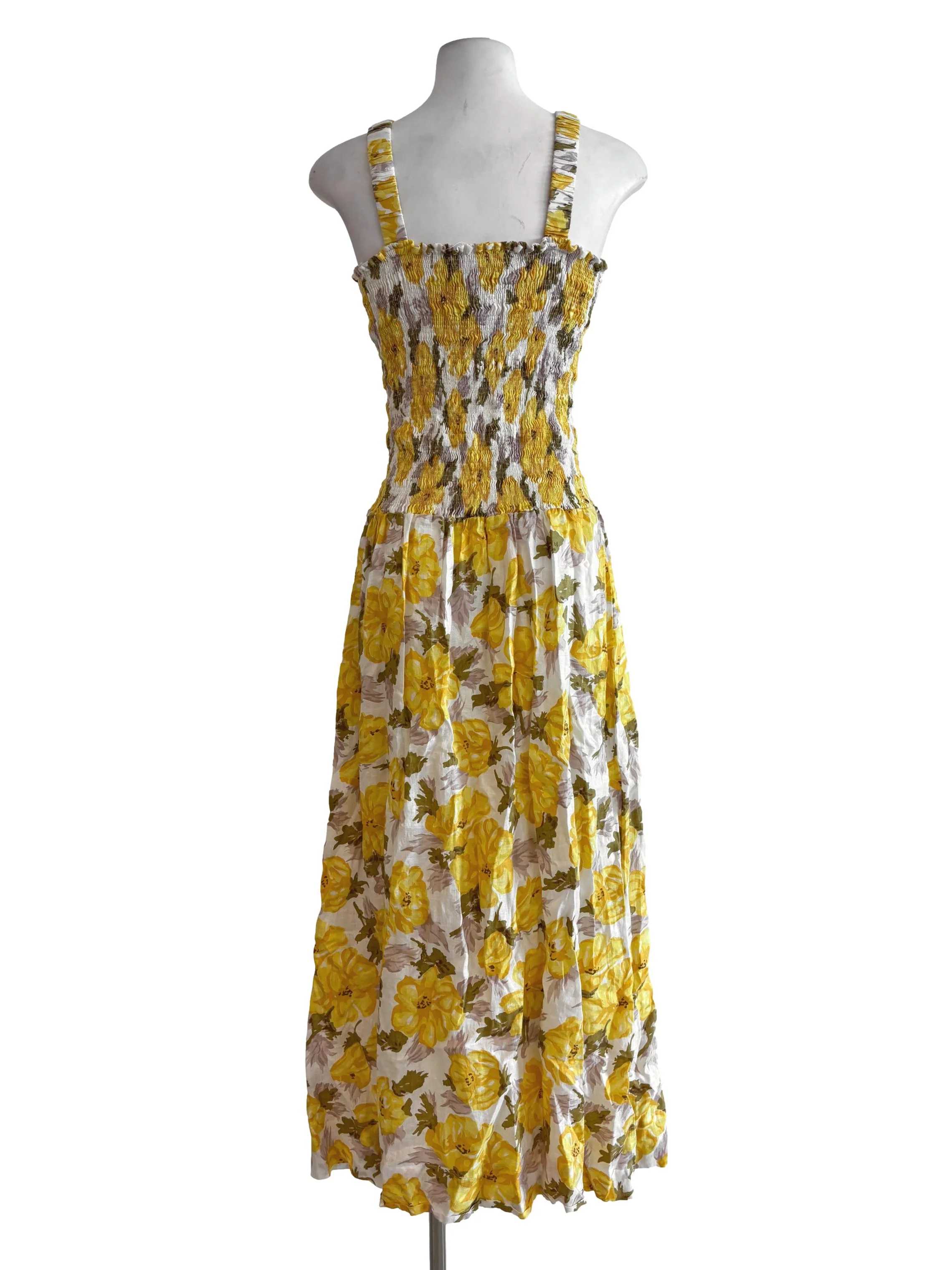 Honey Yellow Floral Smocked Dress - Image 2