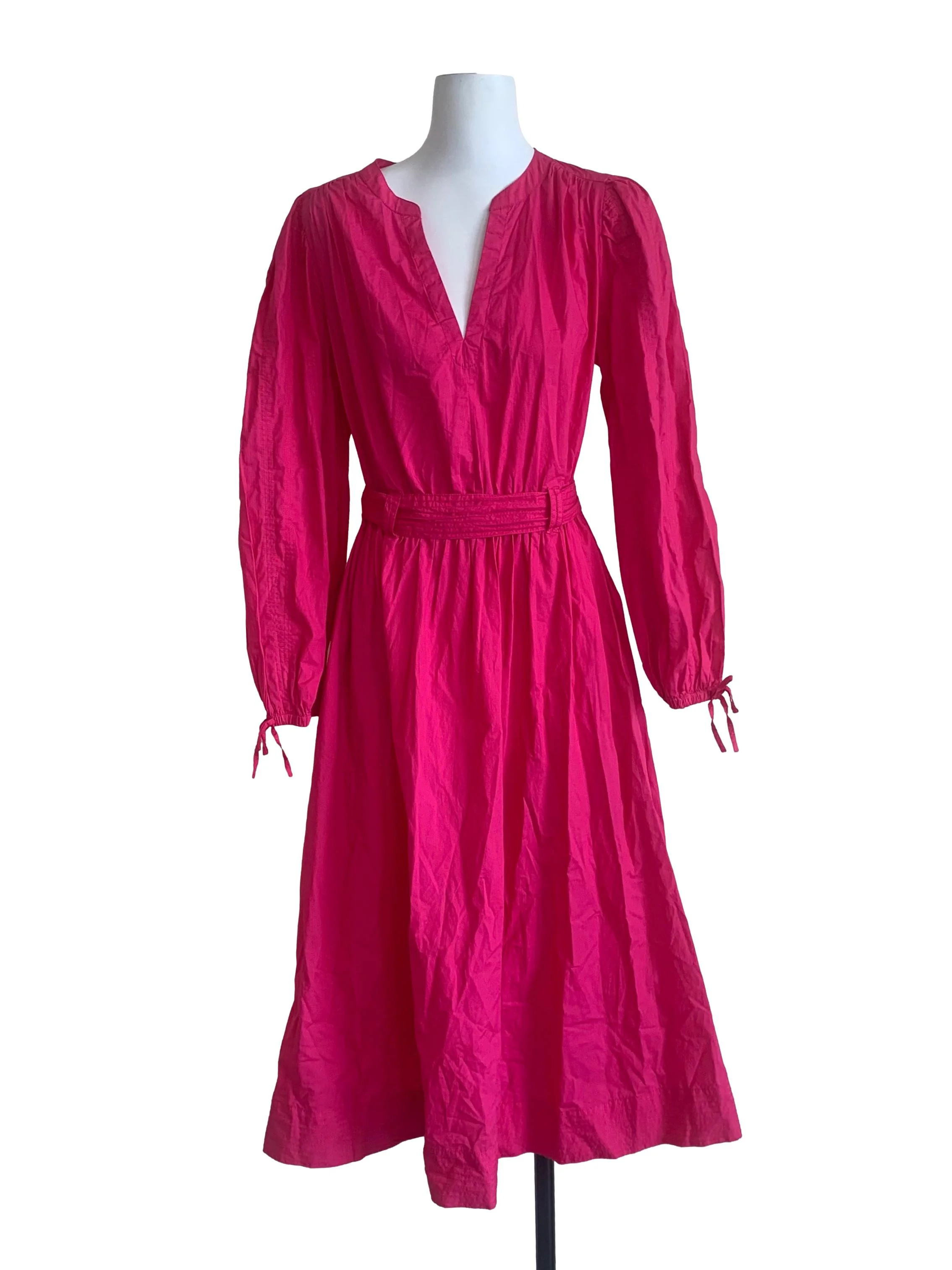 Hot Pink A-Line Puff Sleeve Dress