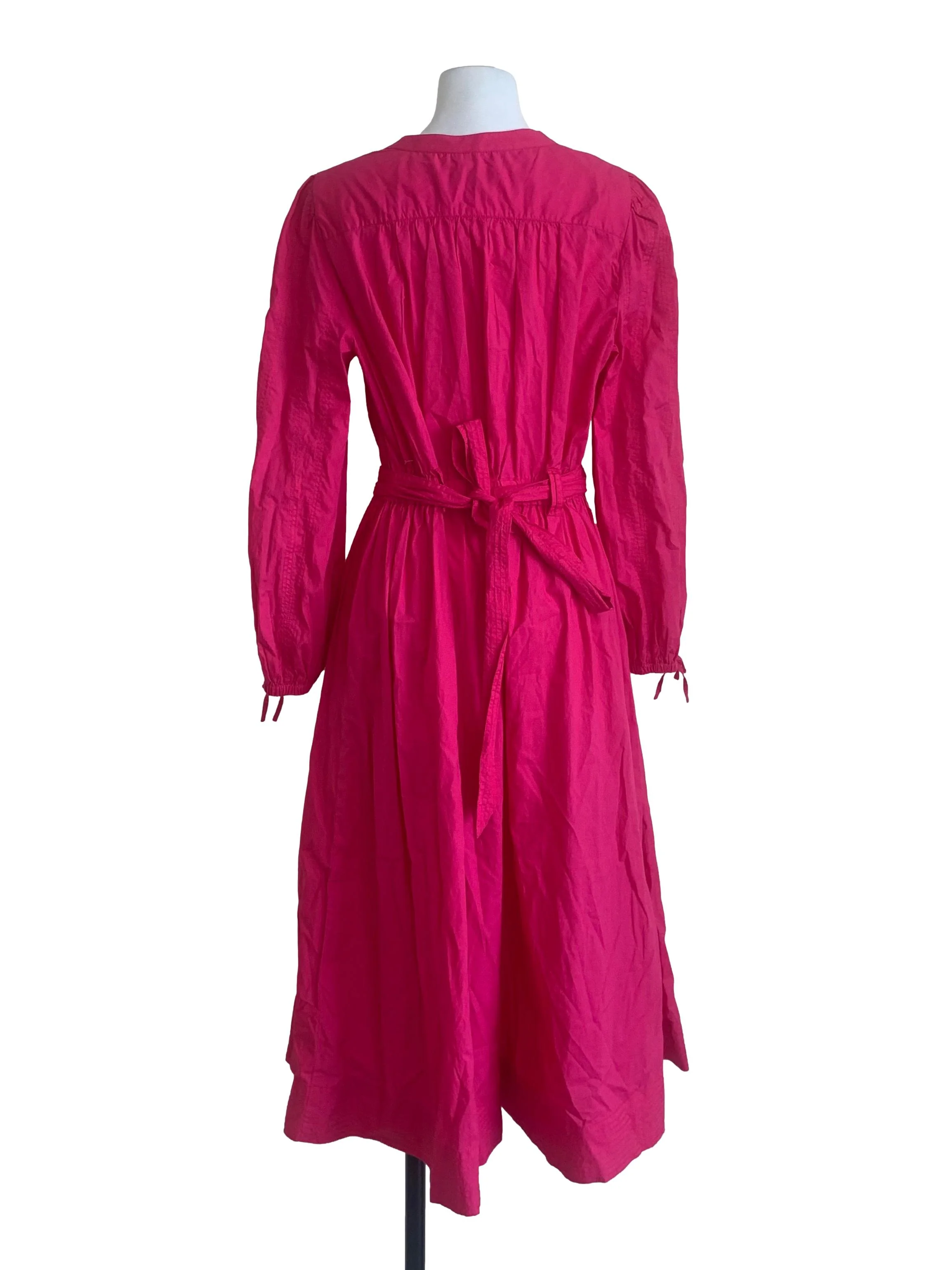 Hot Pink A-Line Puff Sleeve Dress - Image 2