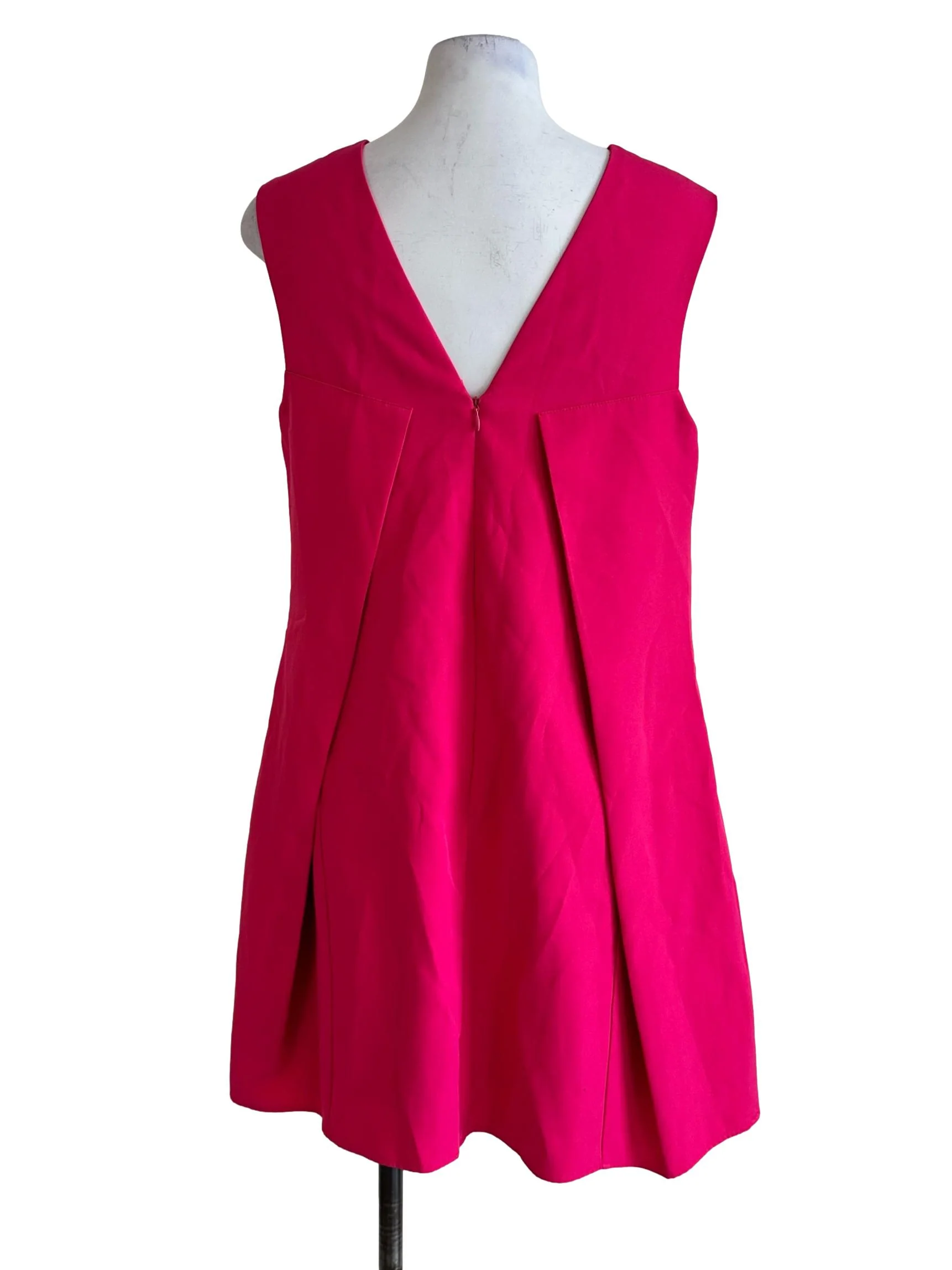 Hot Pink Jewel Neck Mini Dress - Image 2