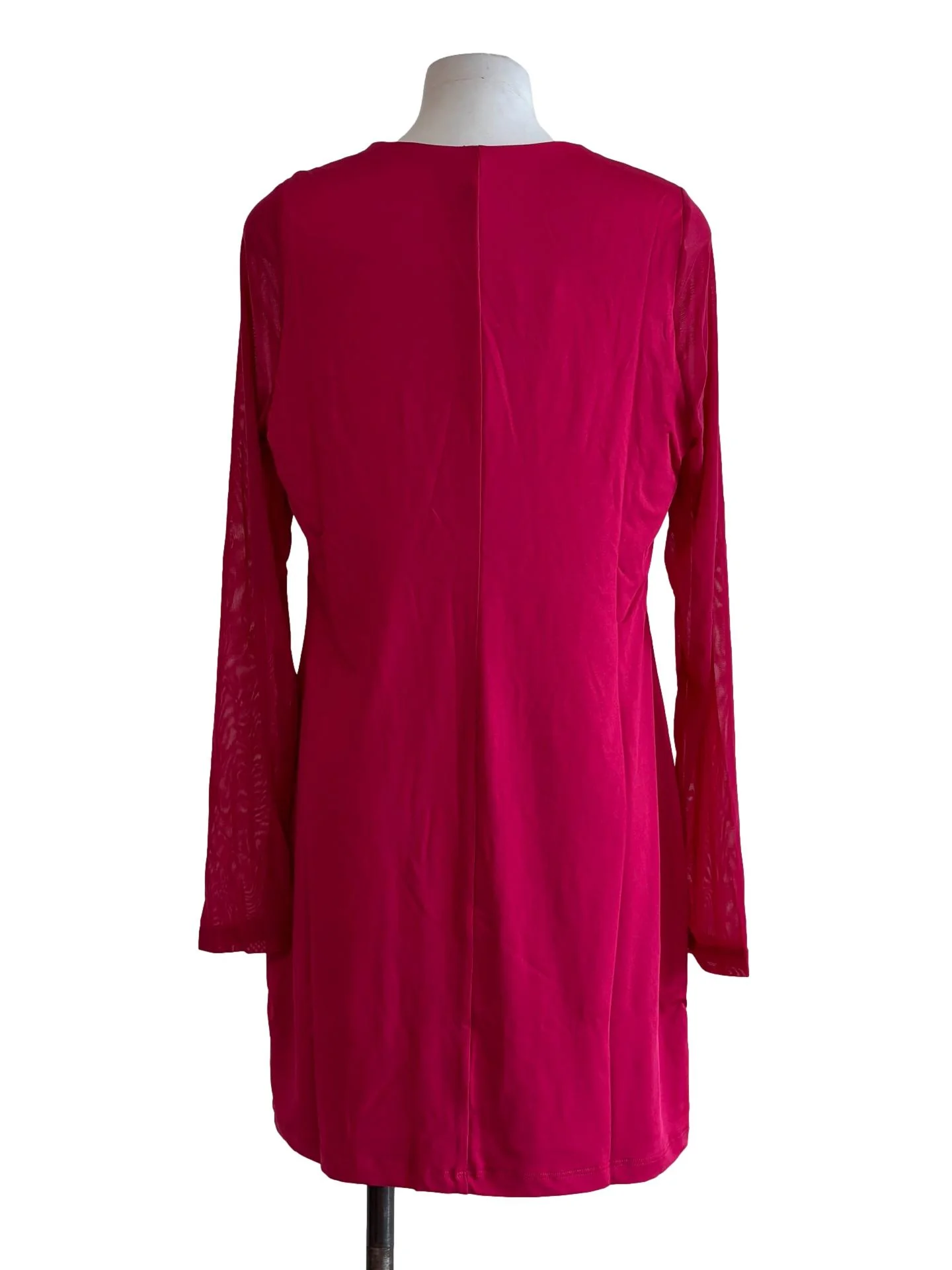 Hot Pink Square Neck Longsleeve Dress - Image 2