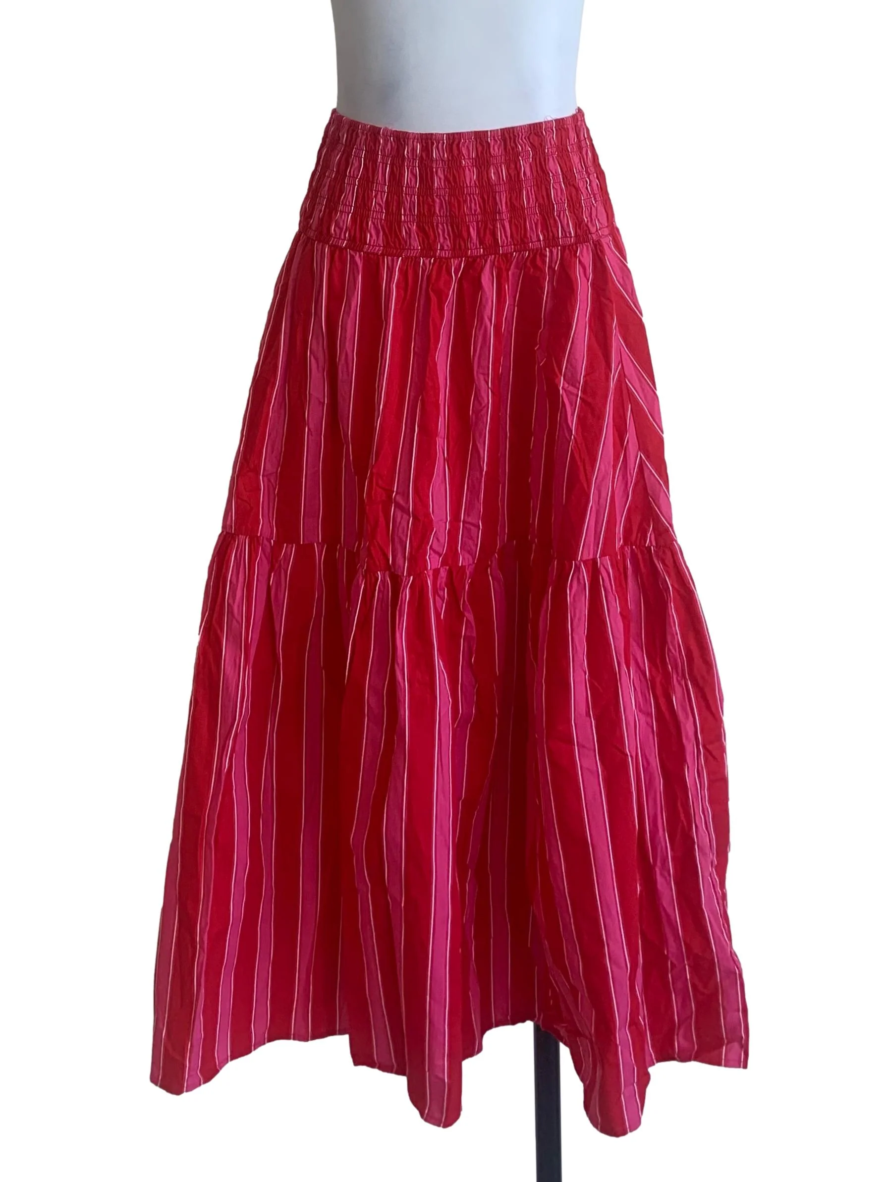 Hot Pink Stripe Tiered Skirt