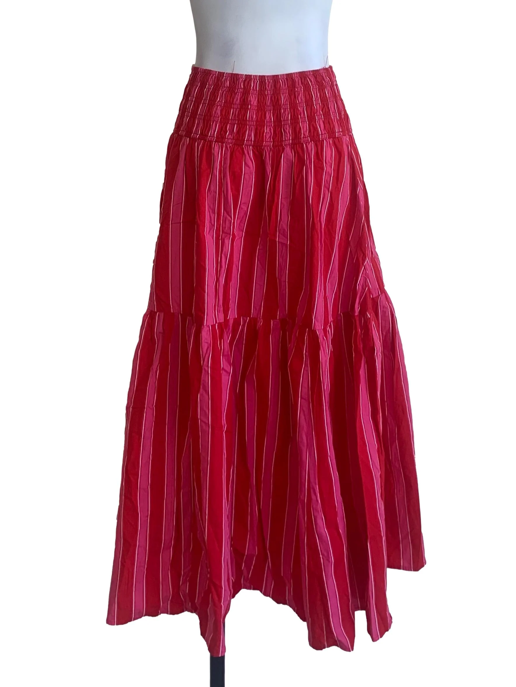 Hot Pink Stripe Tiered Skirt - Image 2