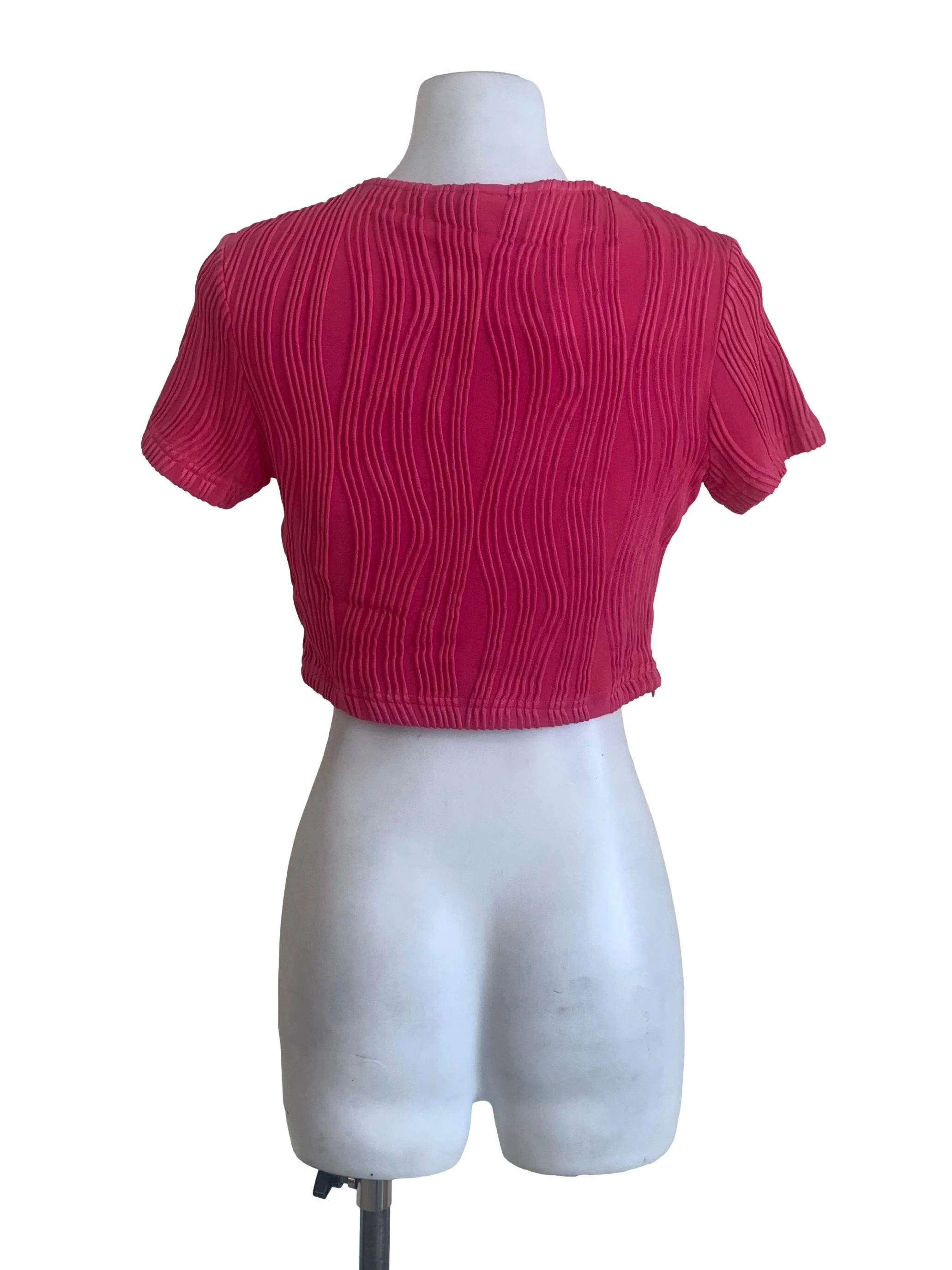 Hot Pink Textured Crop Top - Image 2