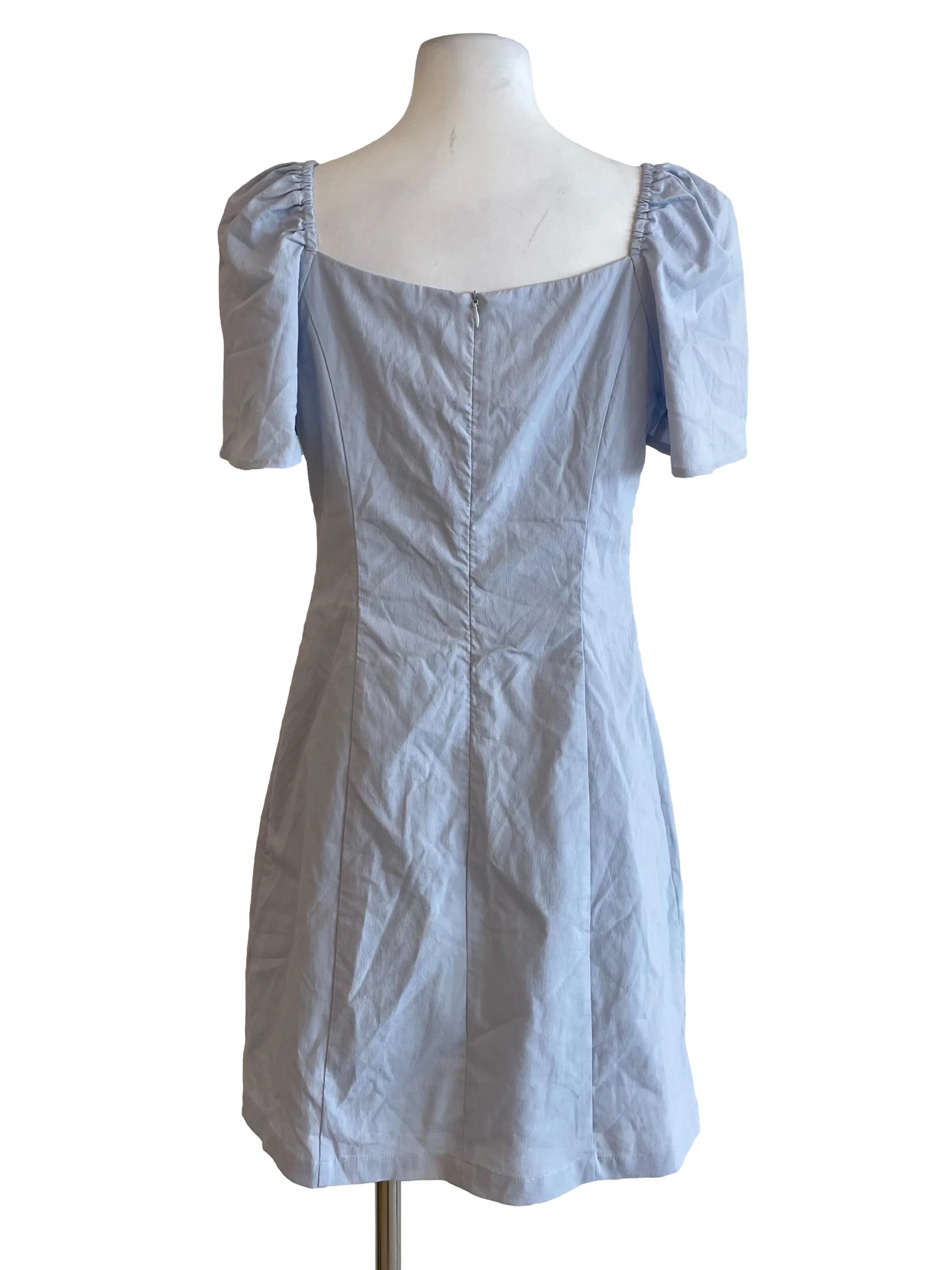 Ice Blue Butterfly Sleeves Fit Dress - Image 2