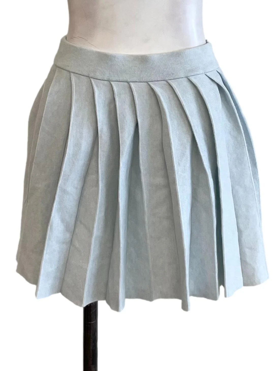 Ice Blue Knit Pleated Skirt - Image 2