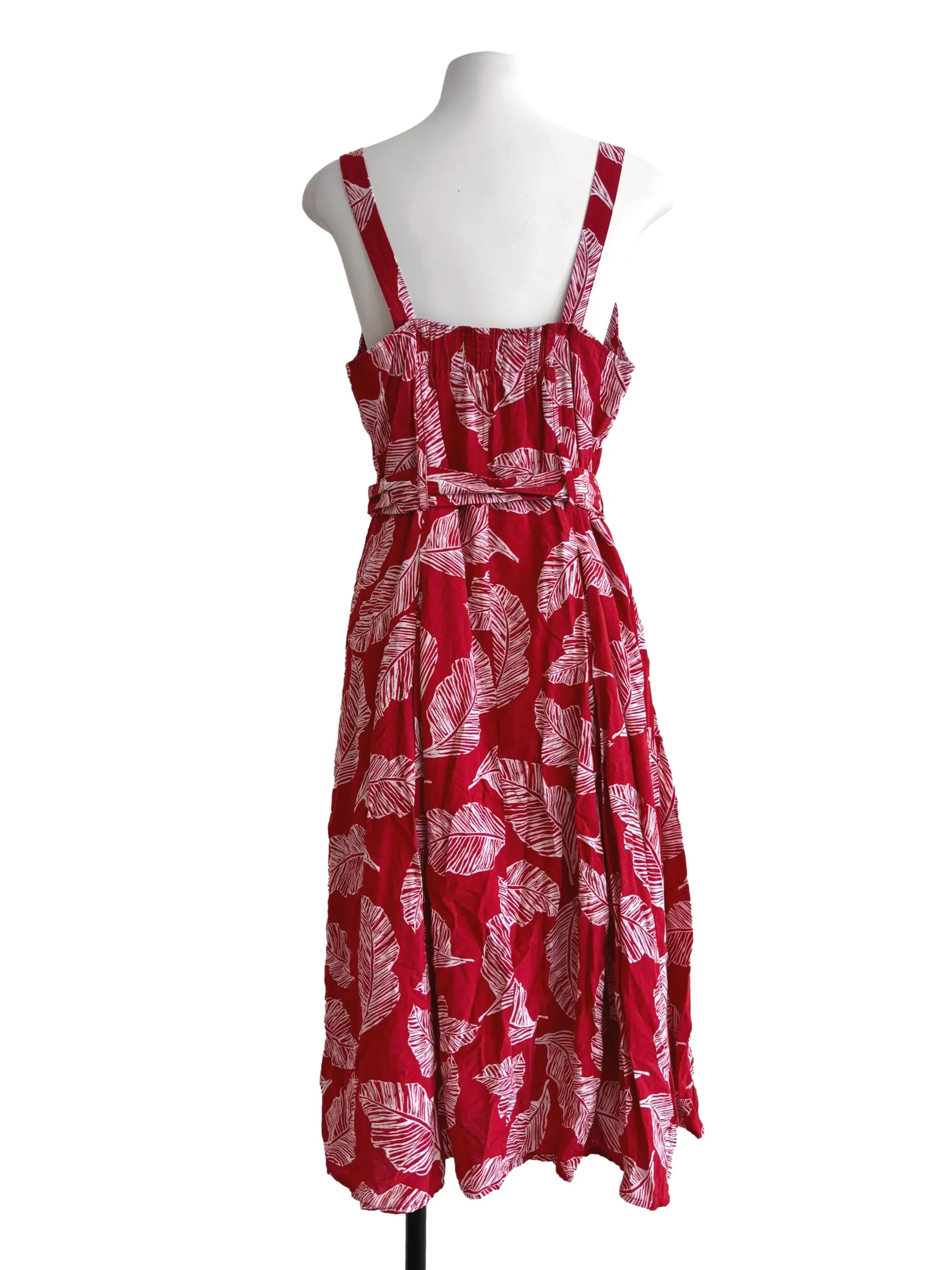 Imperial Red Apron Buttoned Dress - Image 2