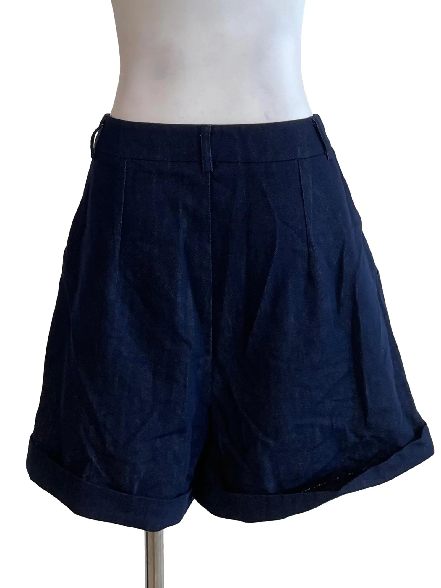 Indigo Cuffed Pleated Shorts - Image 2