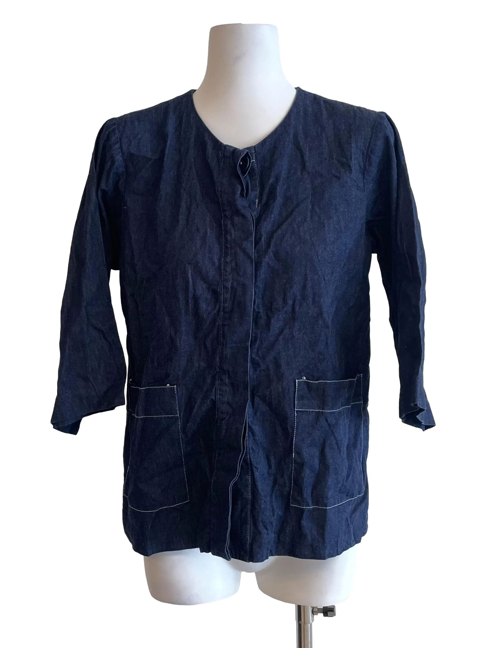 Indigo Mid Sleeves Pocket Top