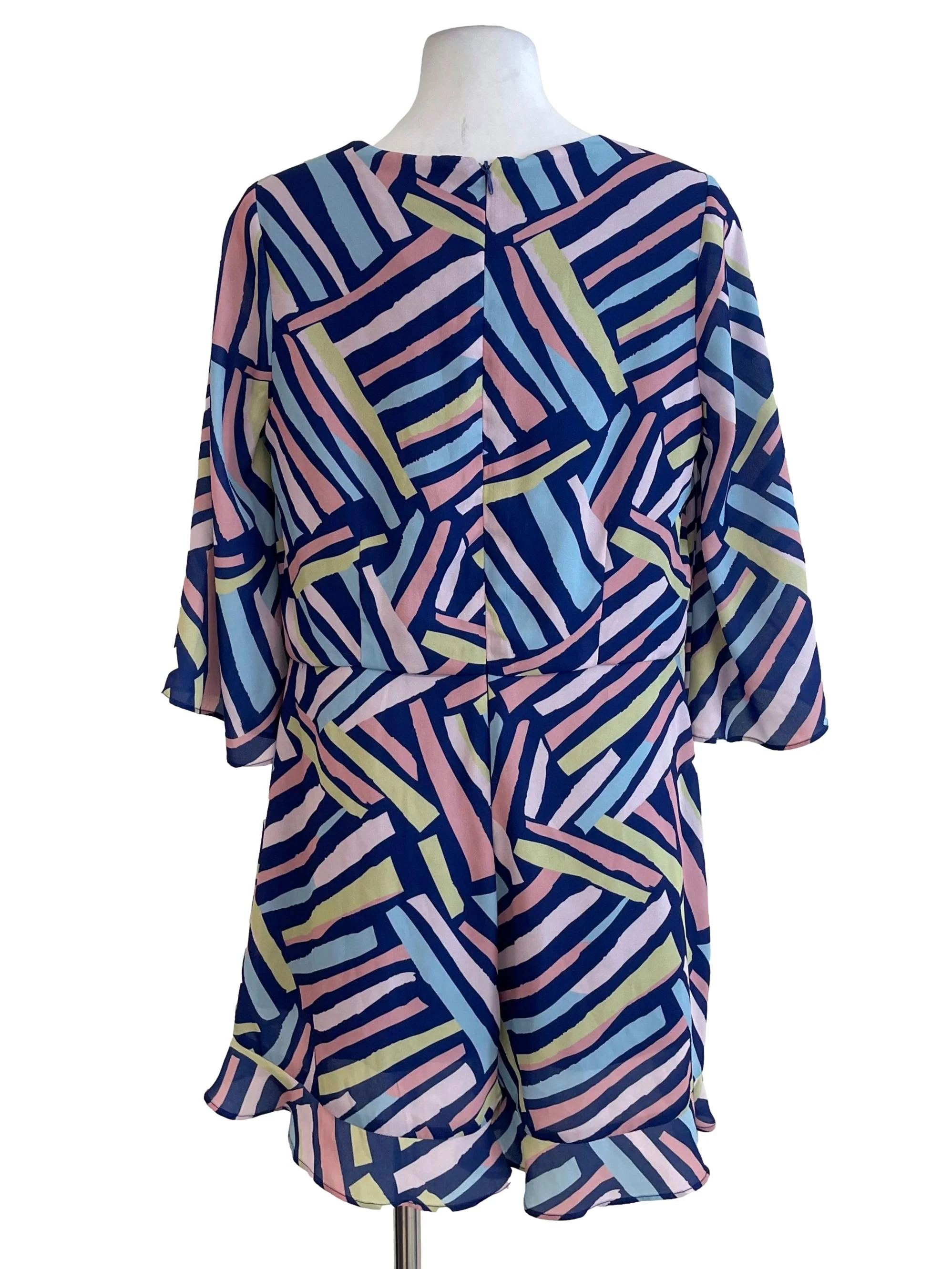 Indigo Print Bell Sleeves Romper - Image 2