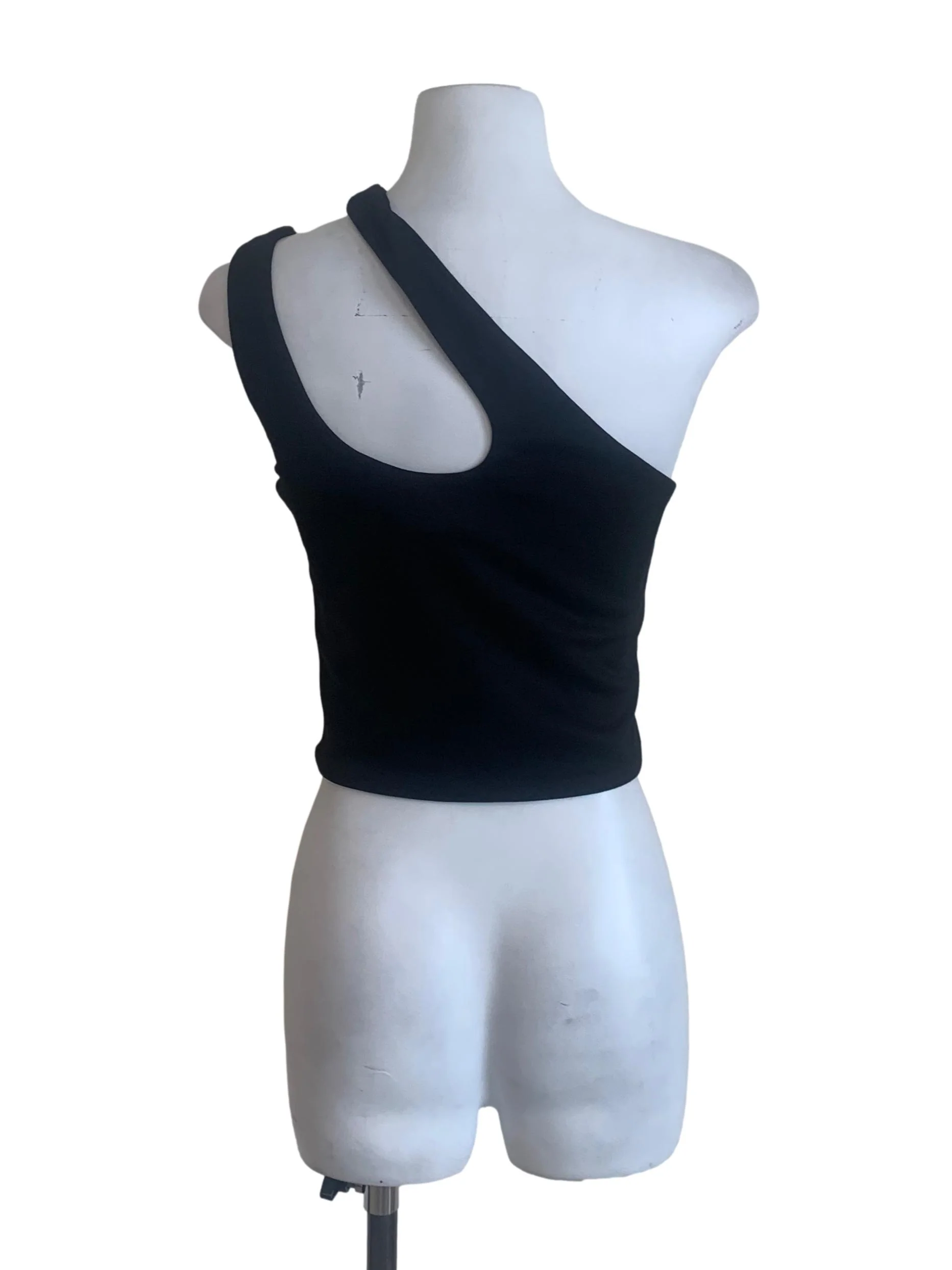 Ink Black Asymmetrical Neck Top - Image 2