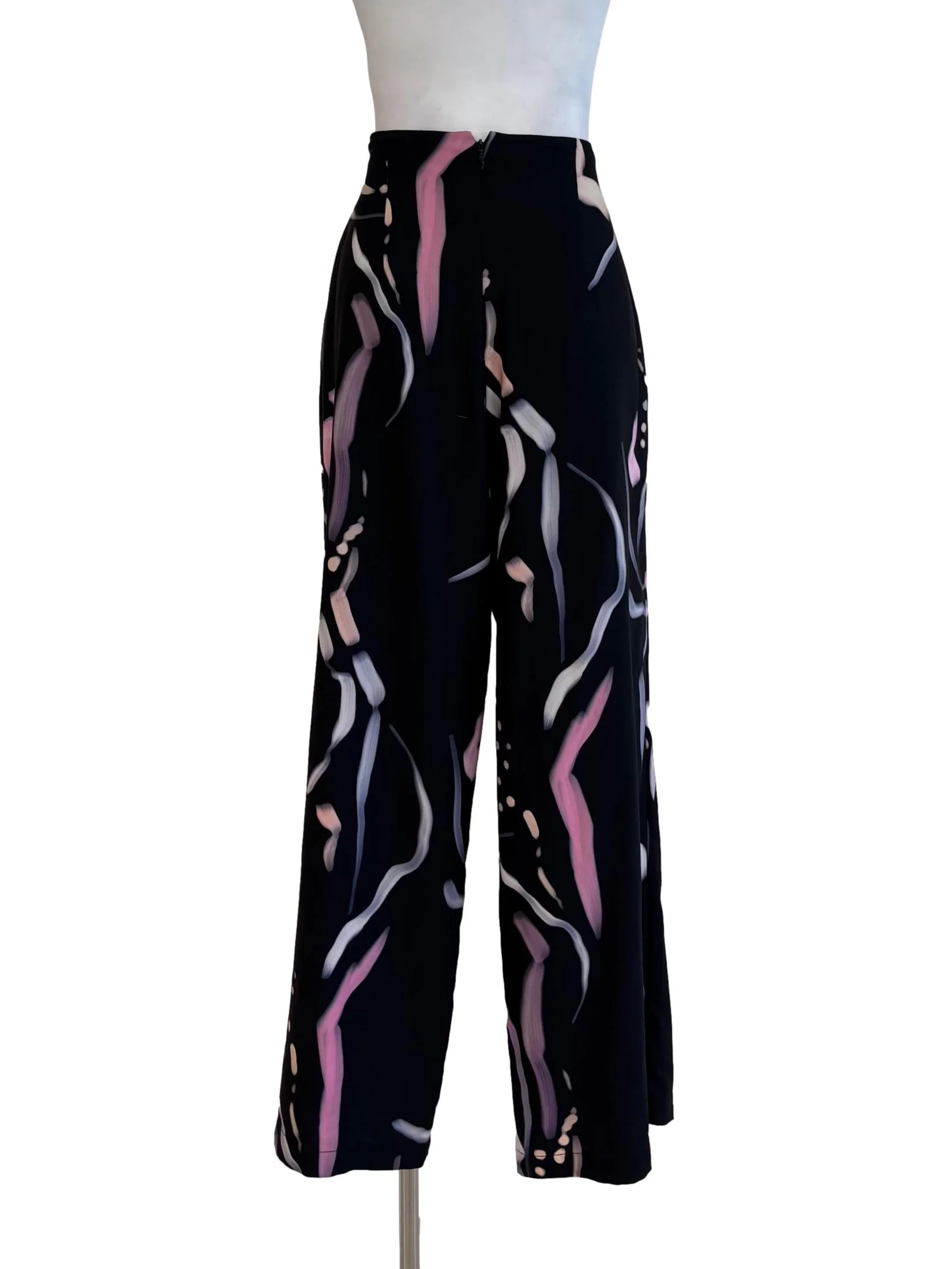 Ink Black Colourful Streaks Straight Pants - Image 2