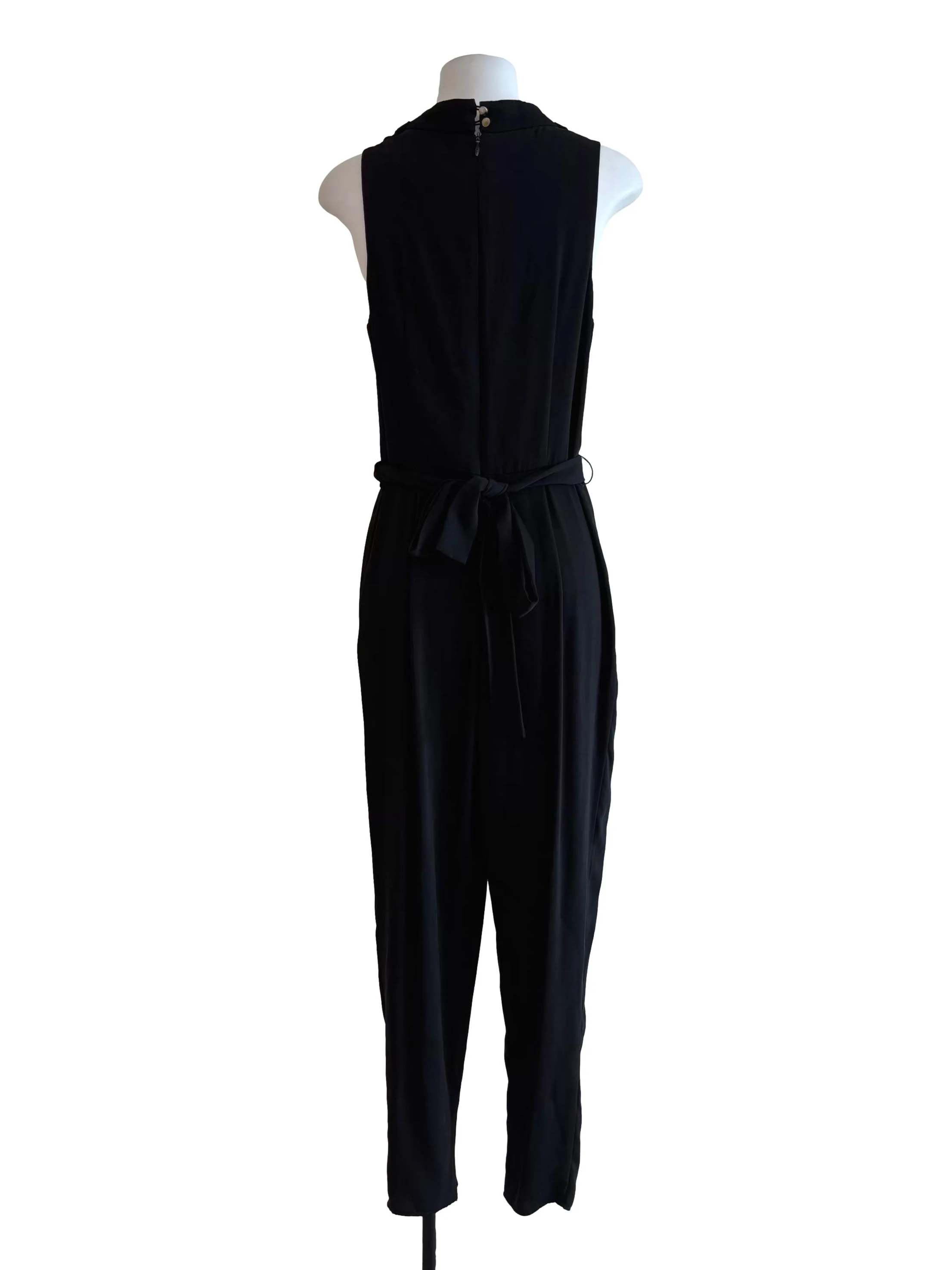 Ink Black Cowl Neck Slim Fit Jumpsuit - Image 2