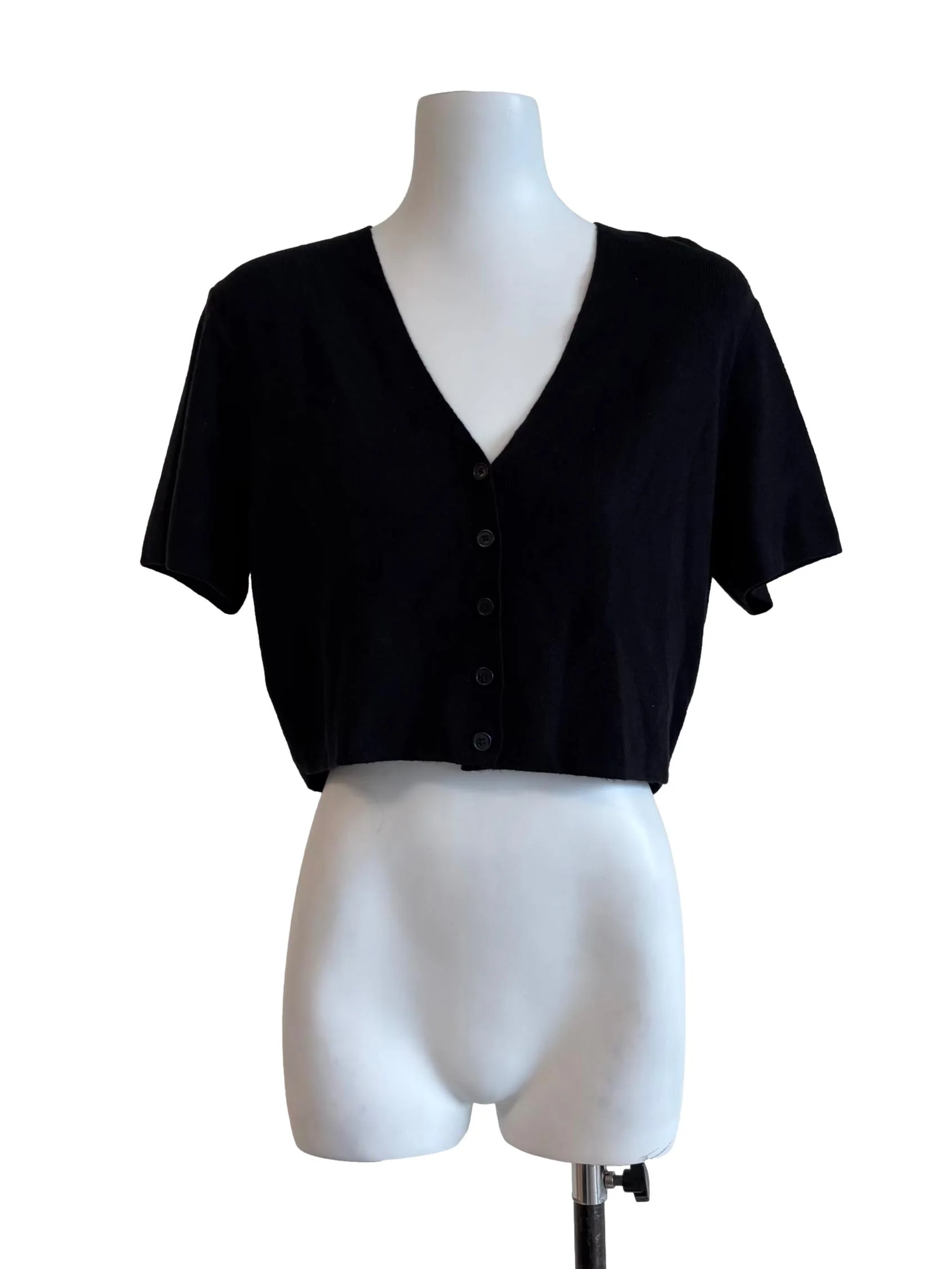 Ink Black Cropped Knit Top