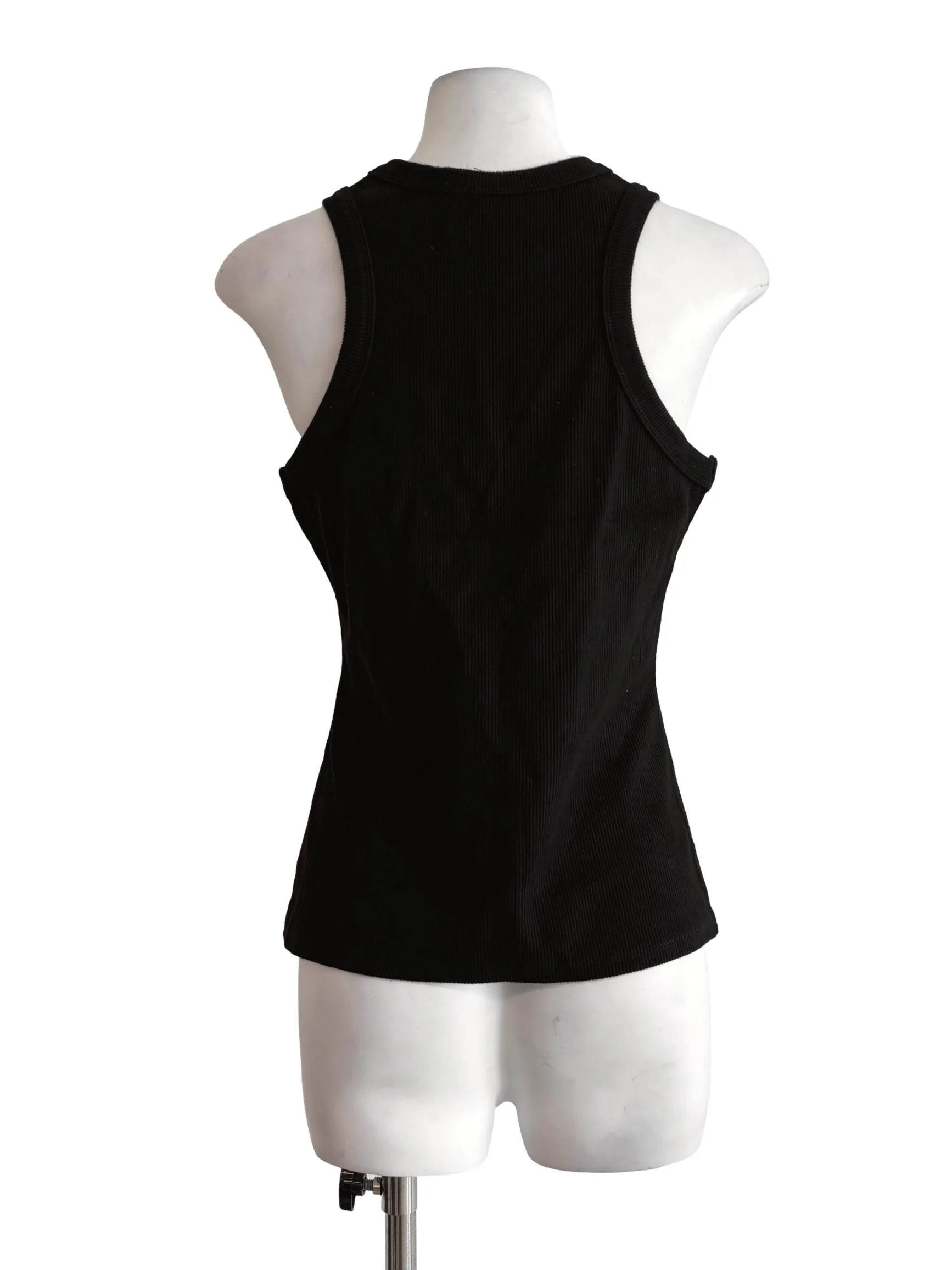 Ink Black Round Neck Ribbed Tank Top LB - Image 2