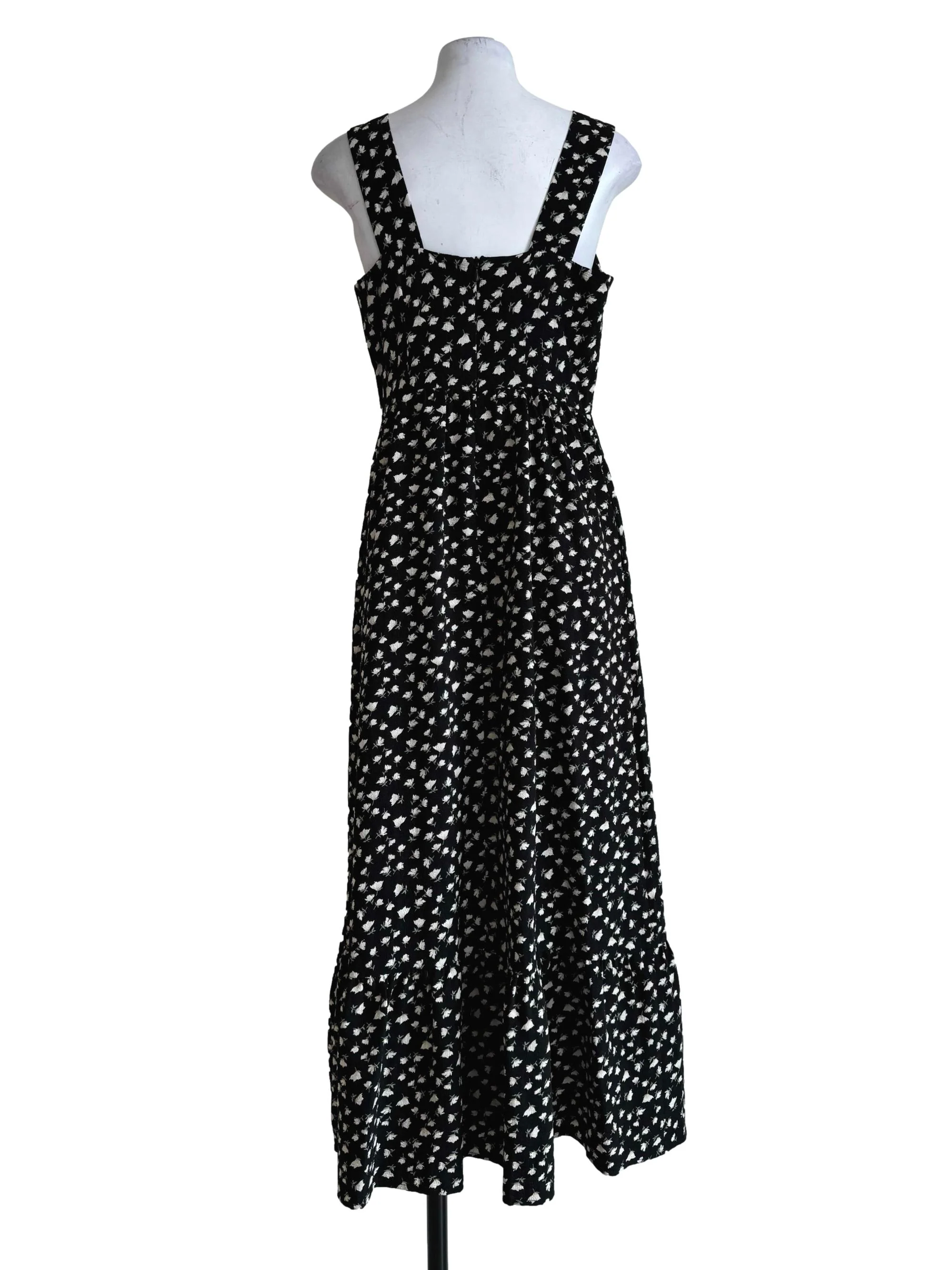 Ink Black With Floral Prints Apron Dress - Image 2