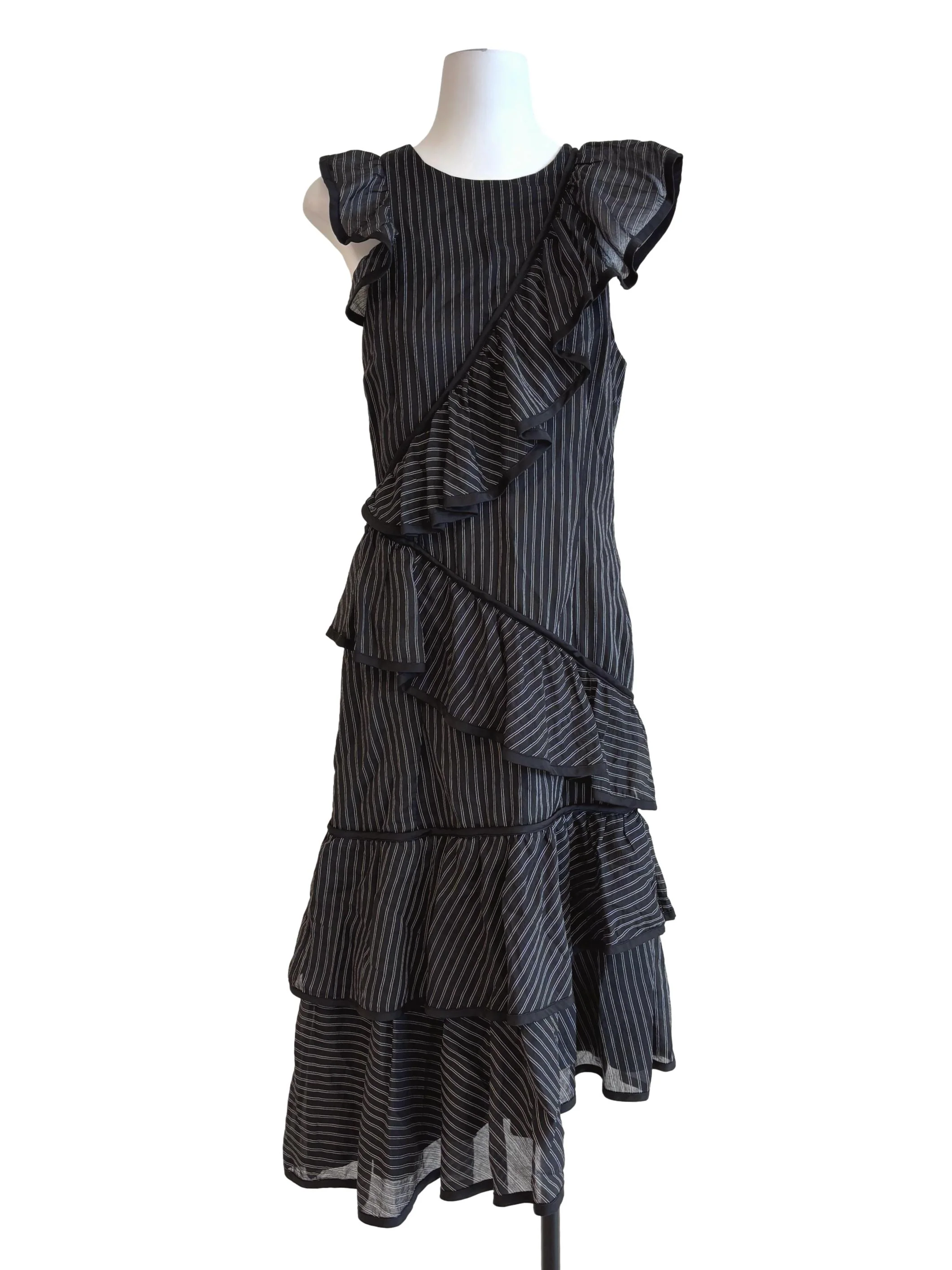 Iridium Black Striped Tier Dress