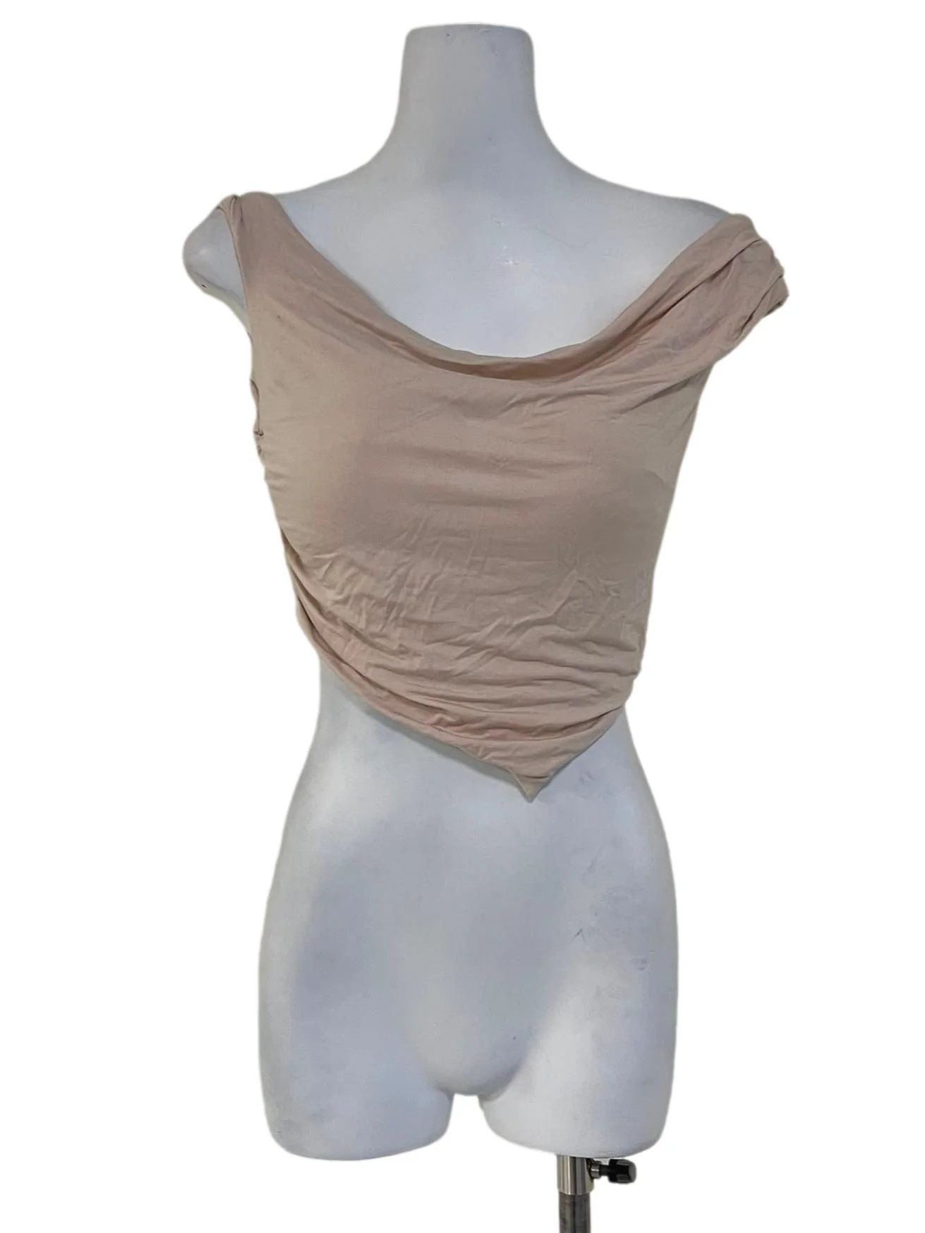 Ivory Beige Off-Shoulder Top