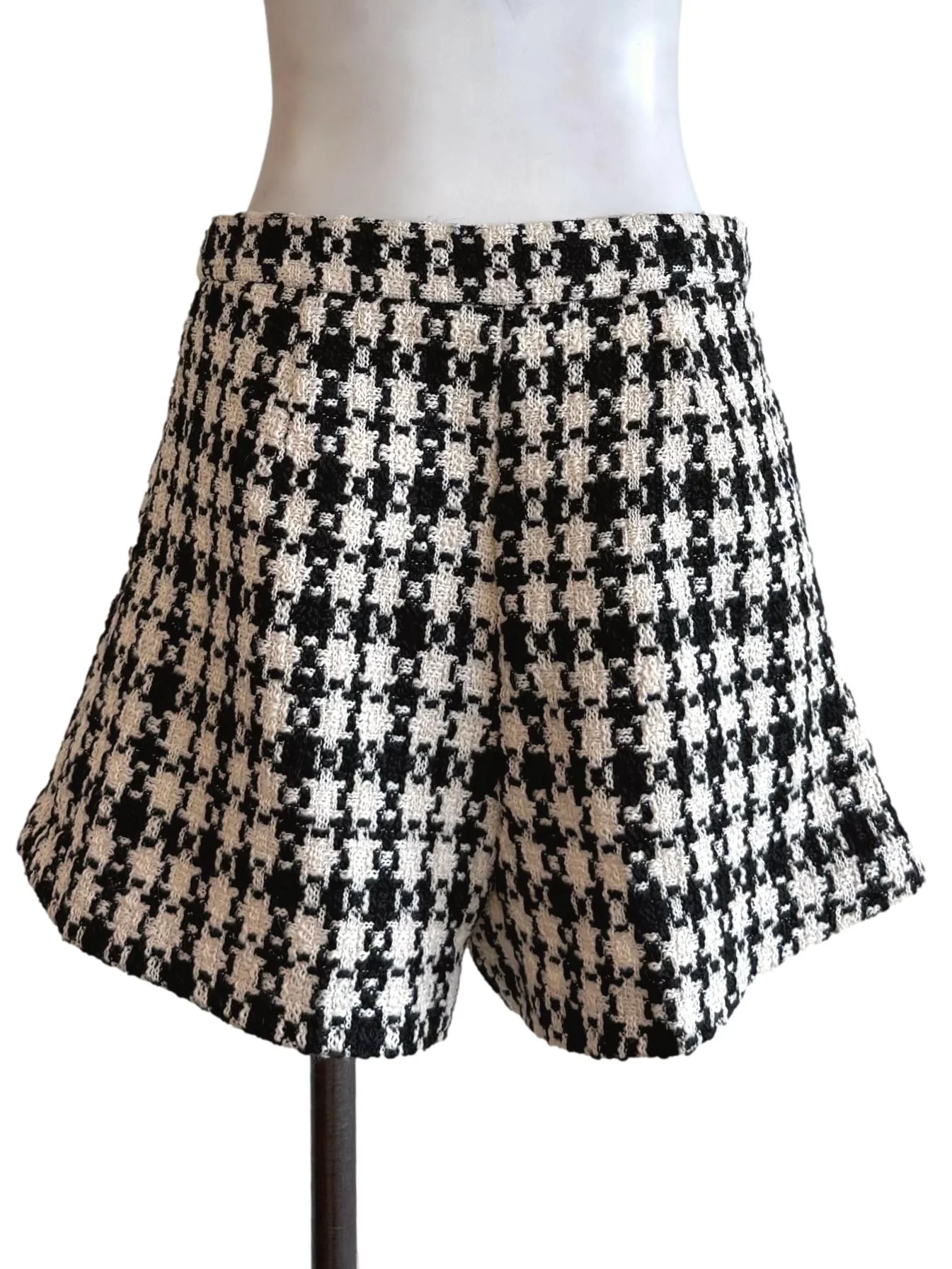 Ivory & Black Tweed Shorts - Image 2
