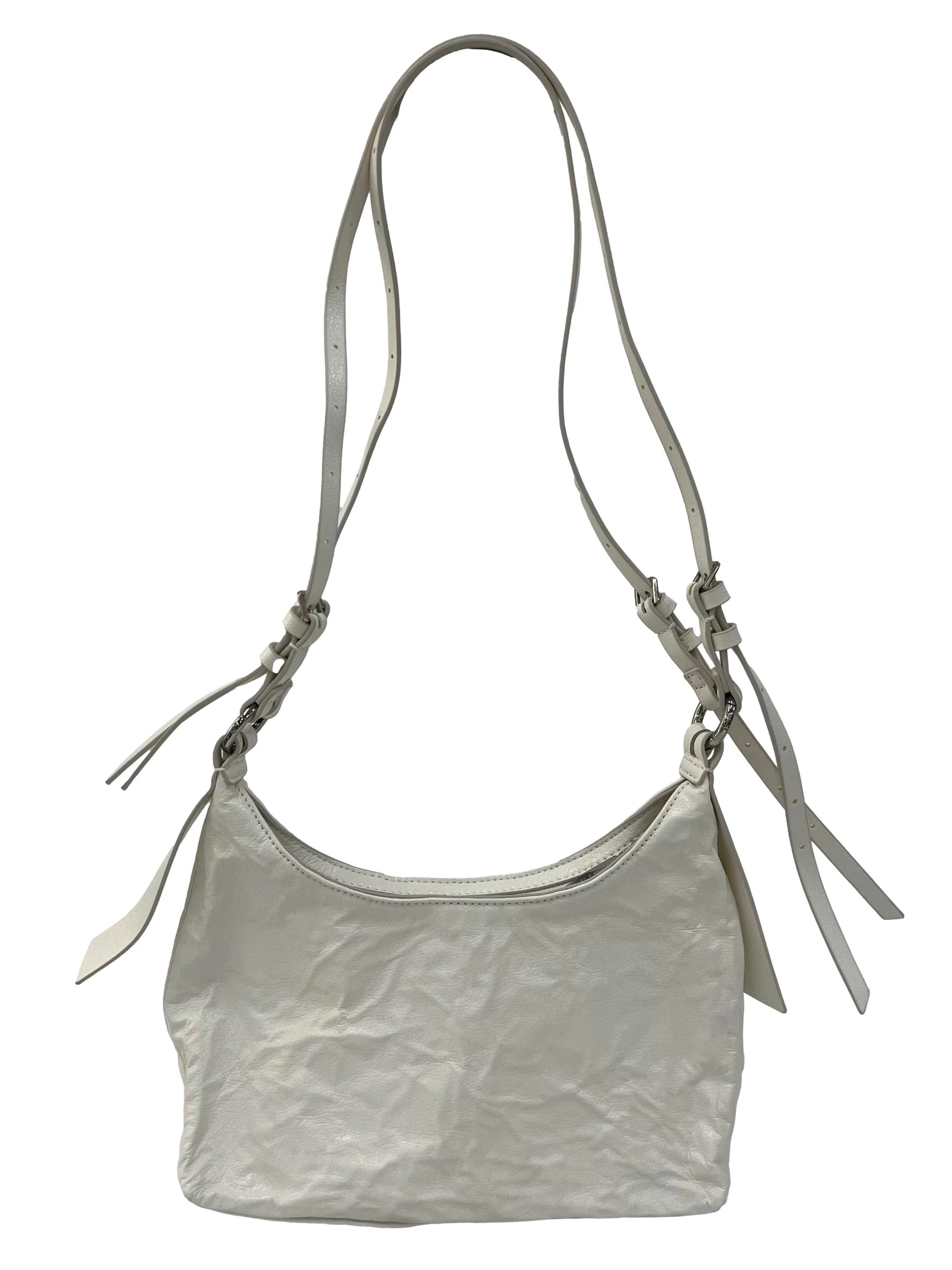 Ivory Textured Shoulder Bag With Adjustable Strap - Image 2