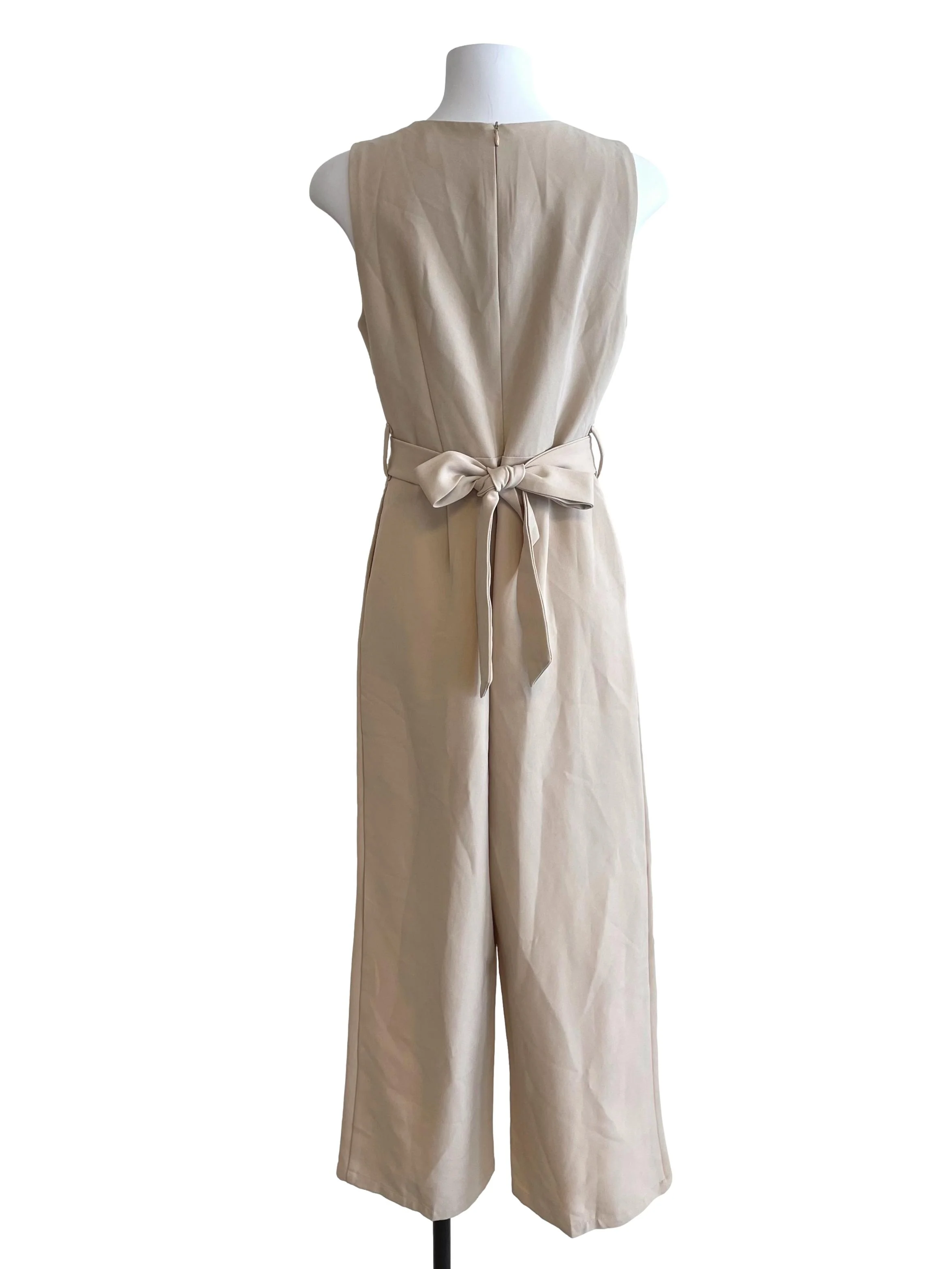 Ivory V Neck Draped Sleeveless Jumpsuit - Image 2
