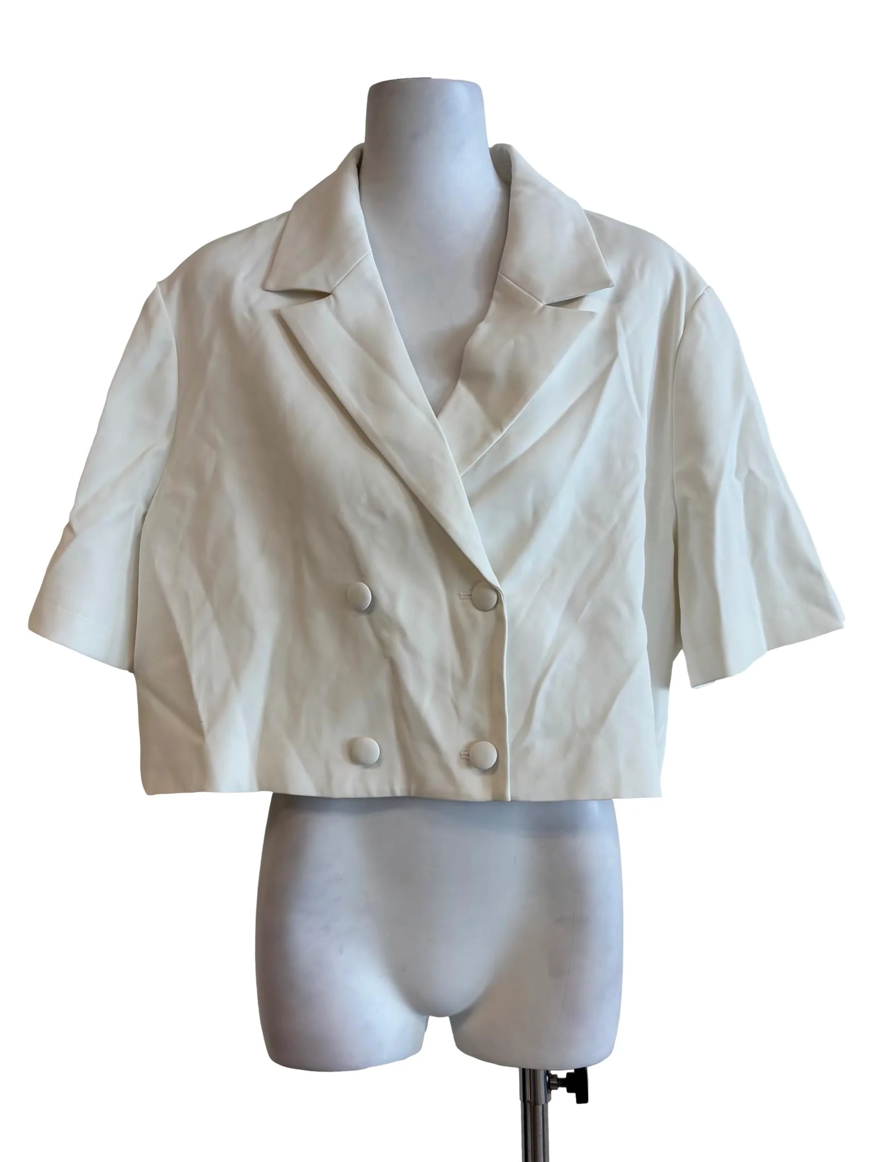 Ivory White Double Breasted Top