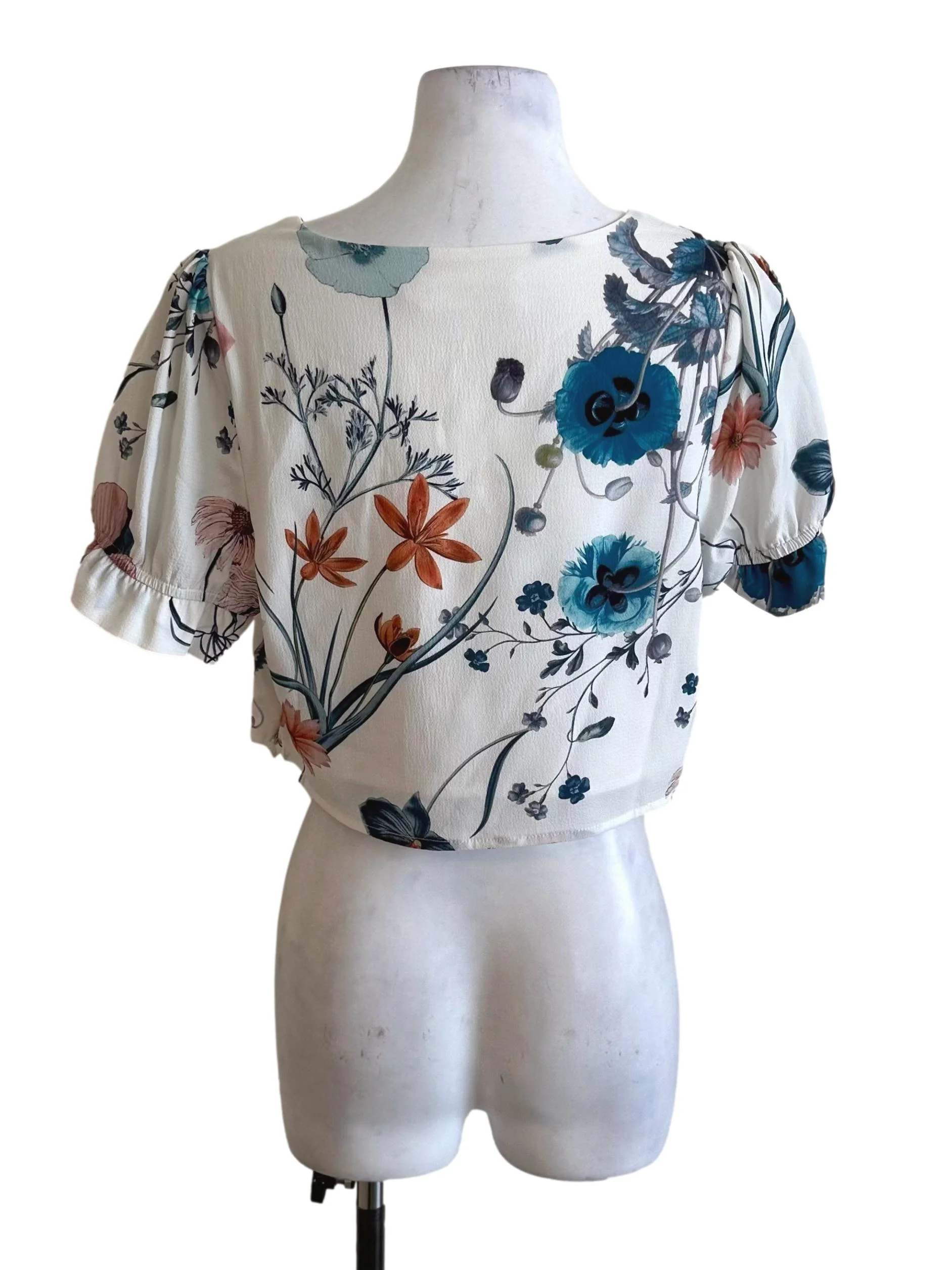 Ivory White Floral Pattern Square Neck Top - Image 2