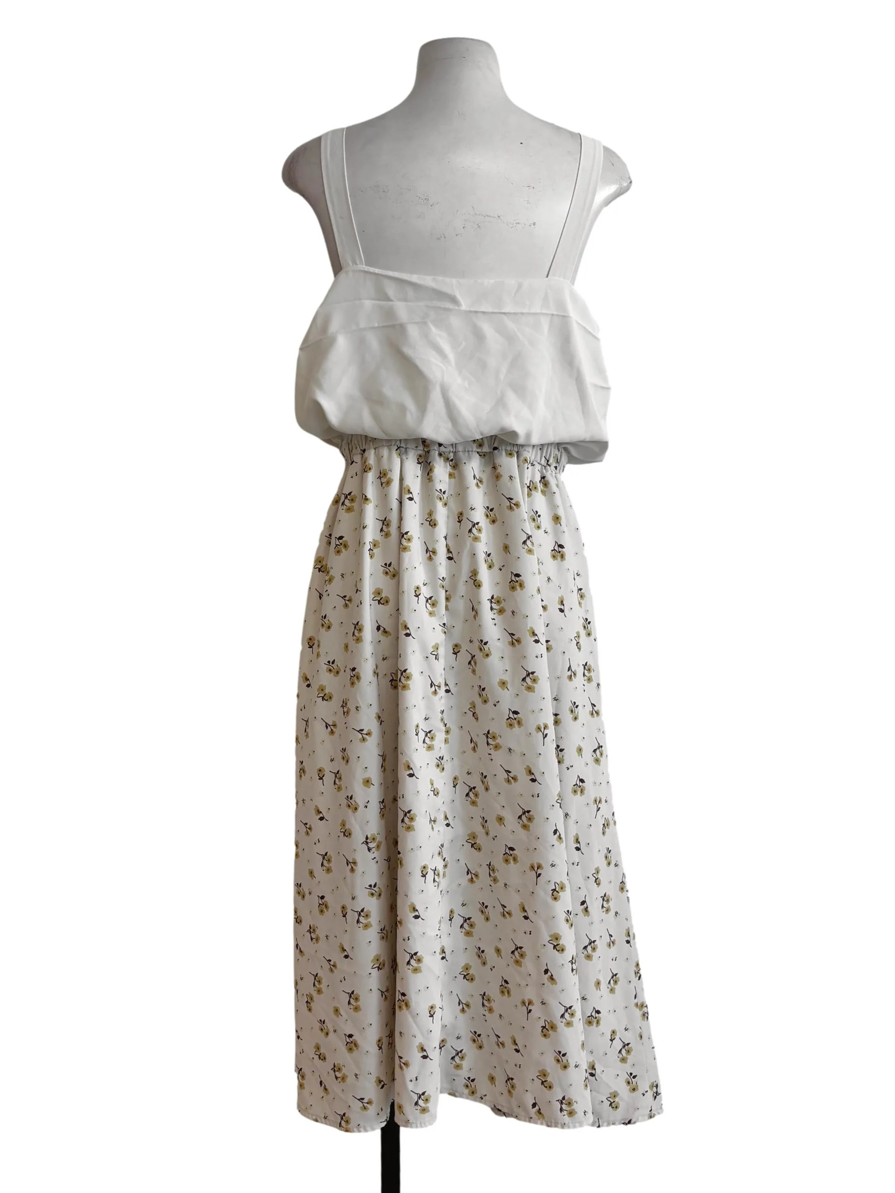 Ivory White Floral Sleeveless Dress - Image 2
