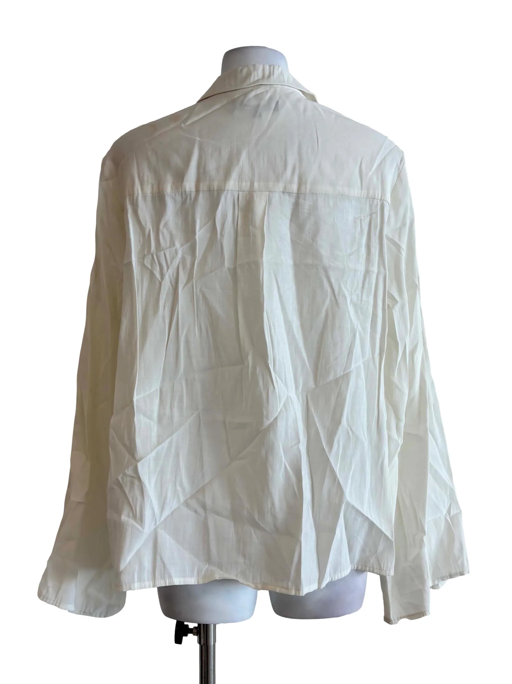 Ivory White Long Sleeve Ribbon Blouse - Image 2