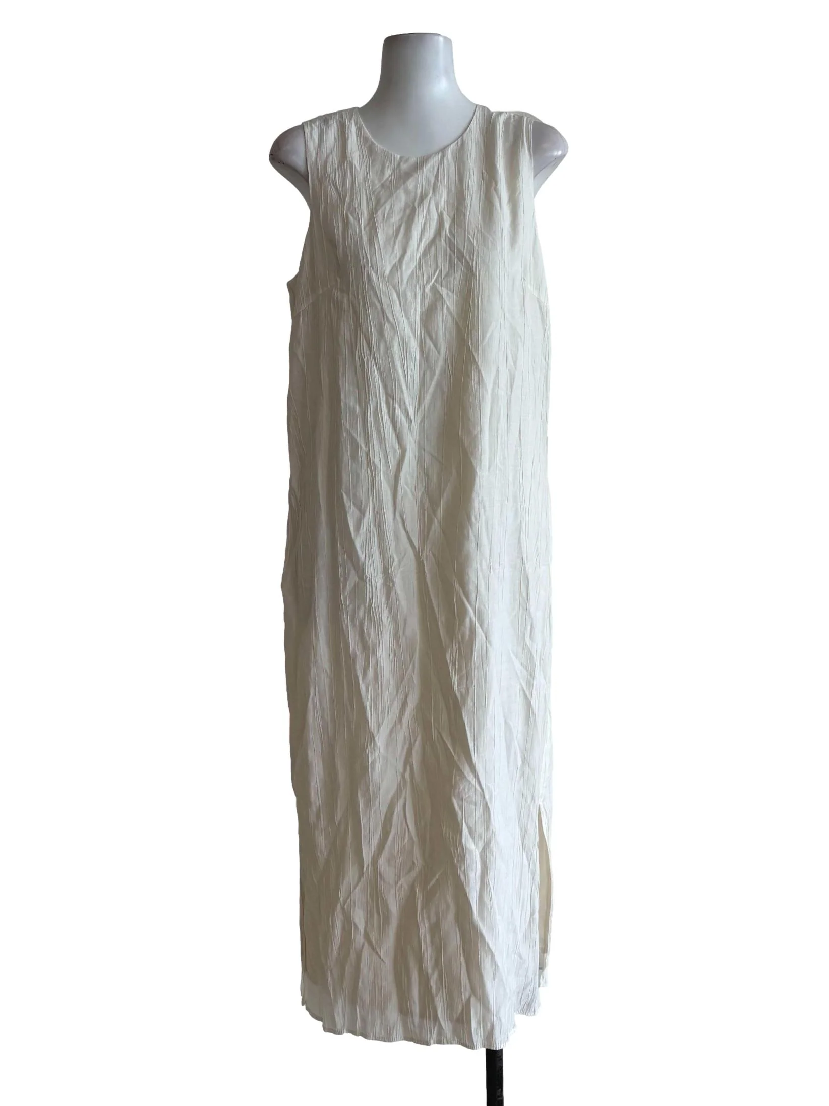 Ivory White Sleeveless Round Neck Straight Dress